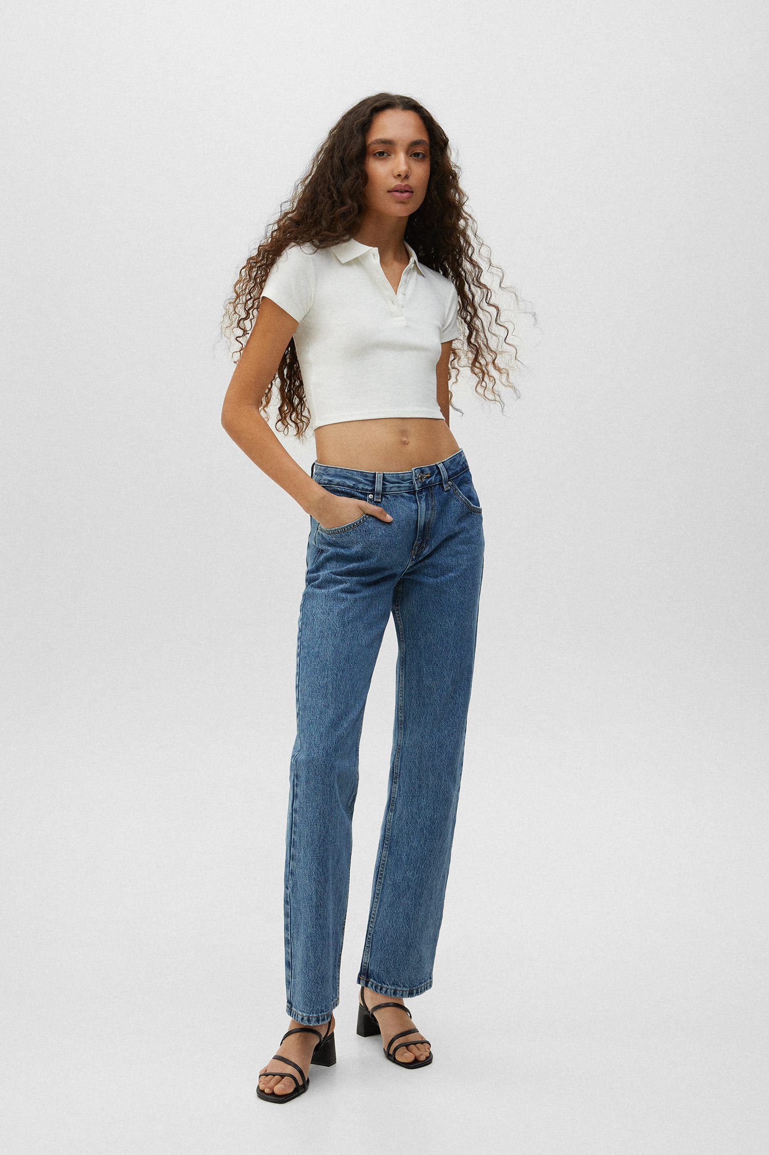 Jeans rectos tiro bajo - PULL\u0026BEAR