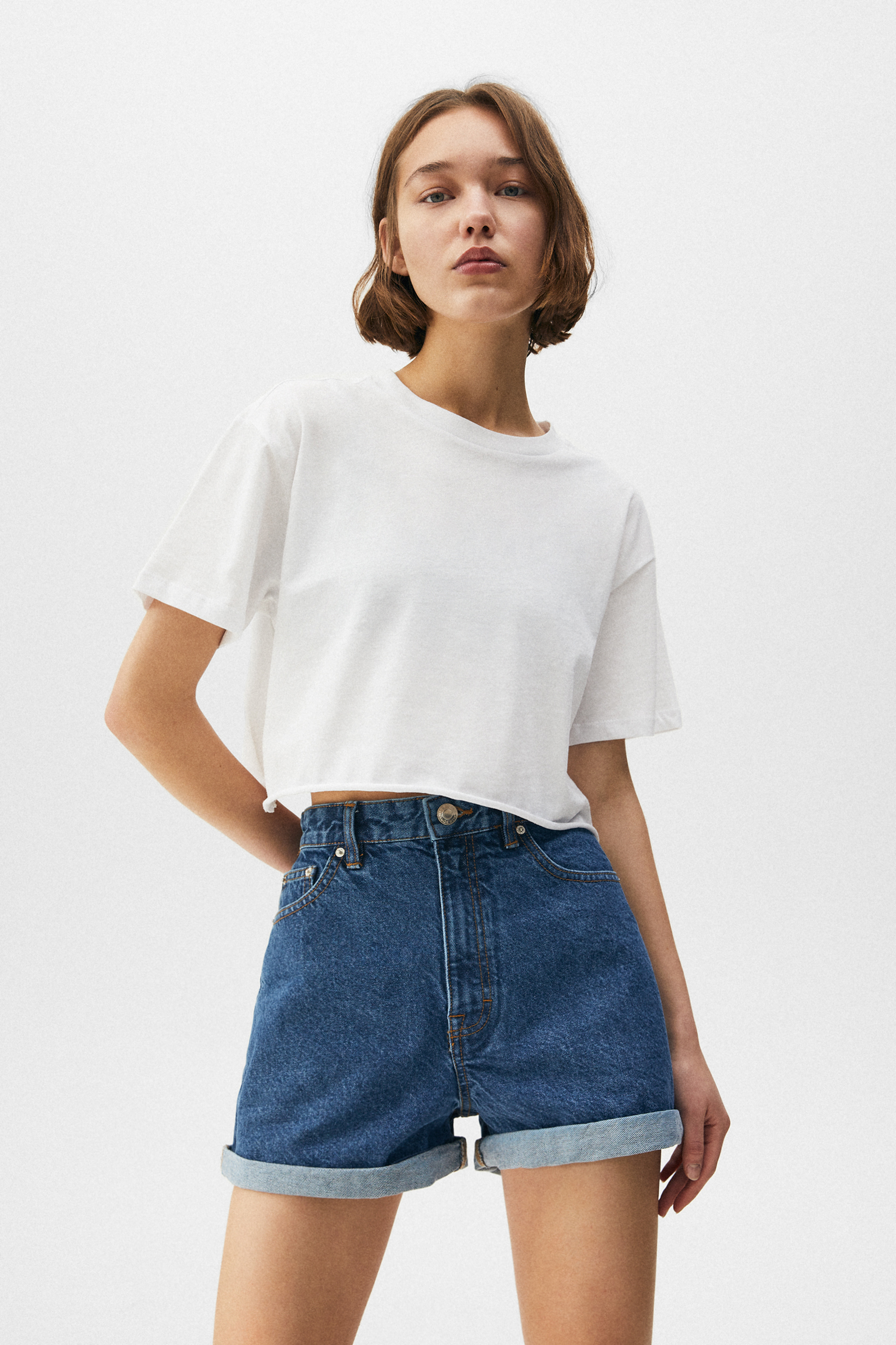 Mom fit denim Bermuda shorts - PULL\u0026BEAR