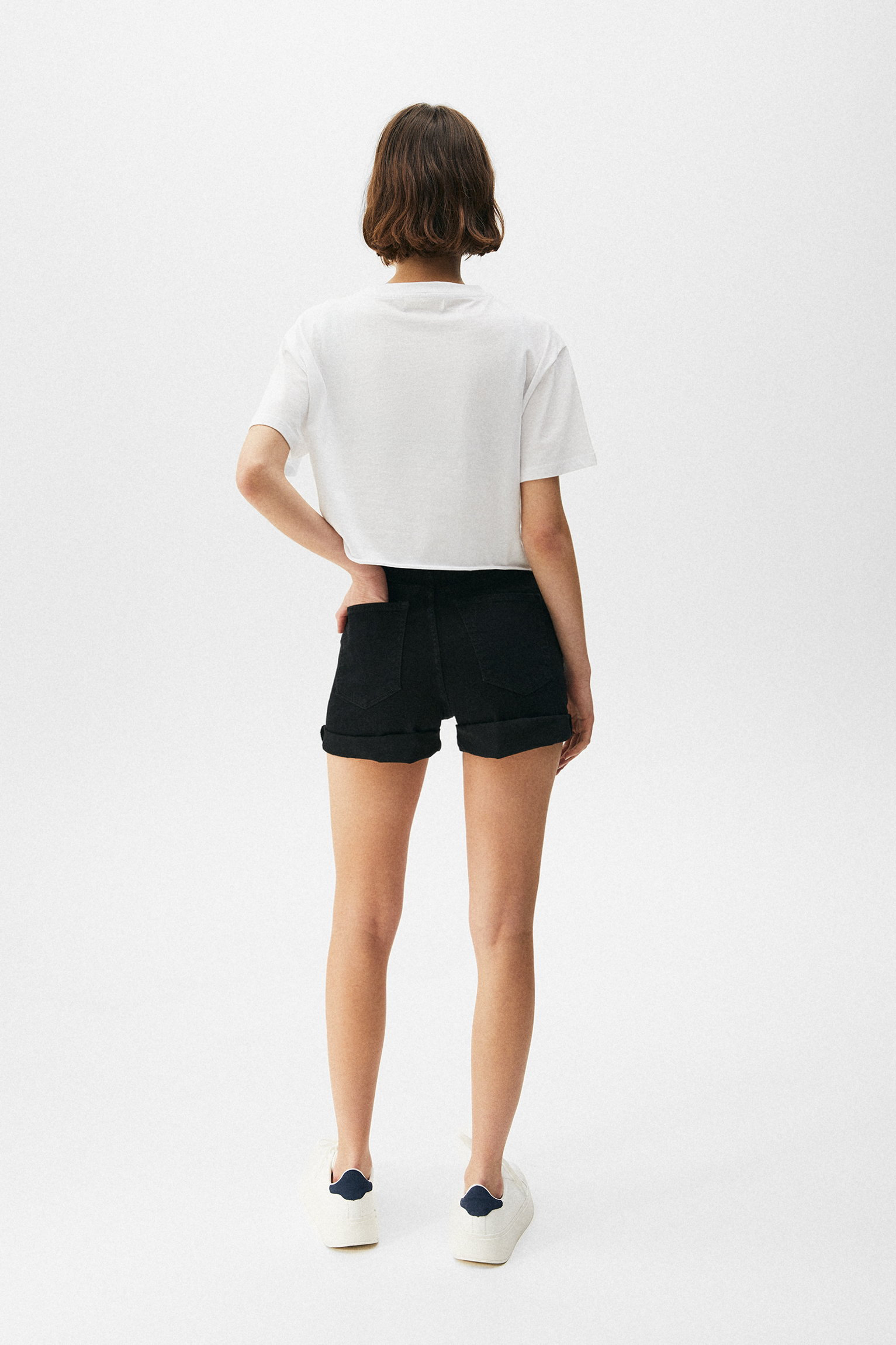 Short de mezclilla tiro alto - PULL\u0026BEAR