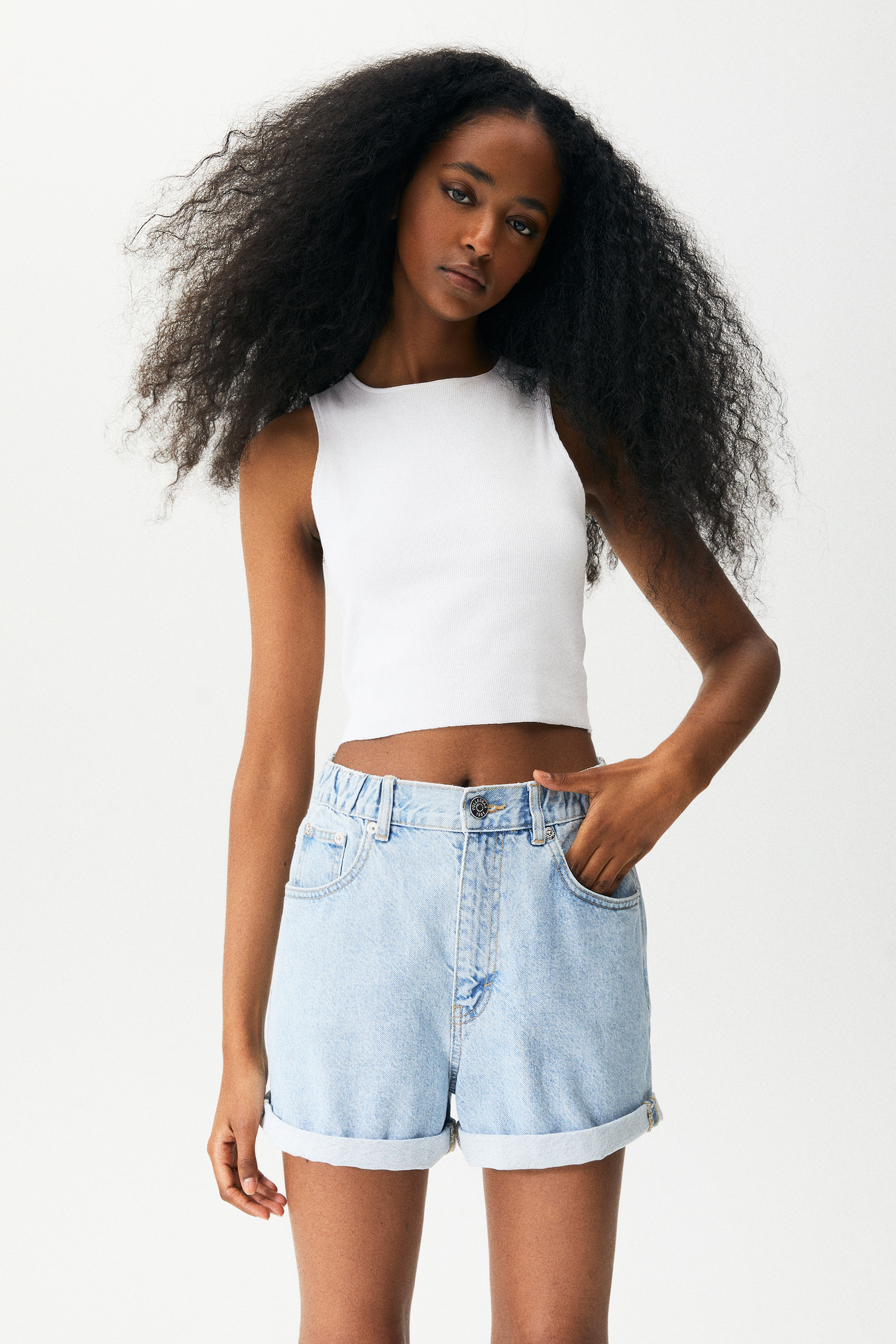 elastic waist mom shorts