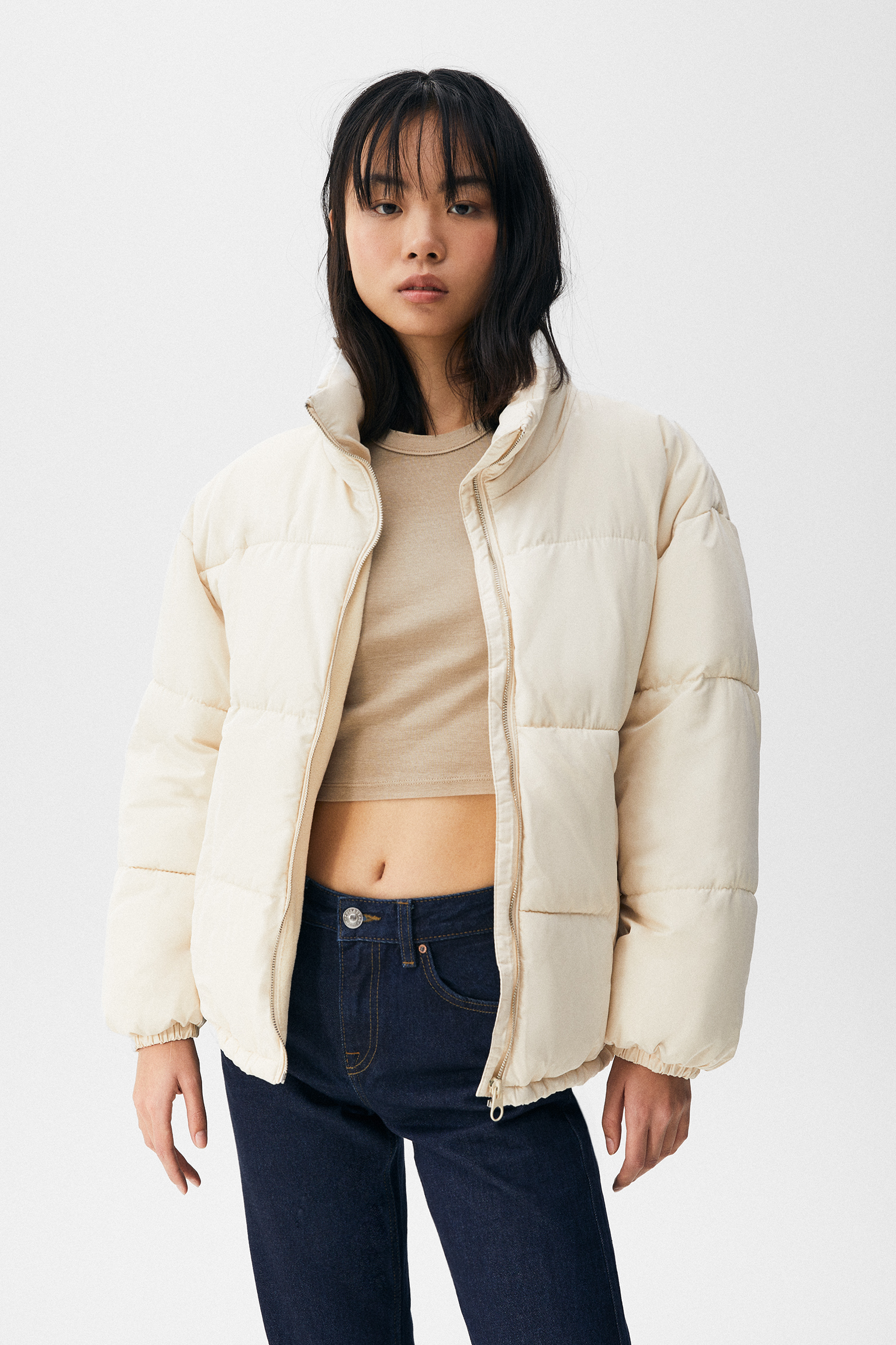 pull and bear high collar puffer jacket