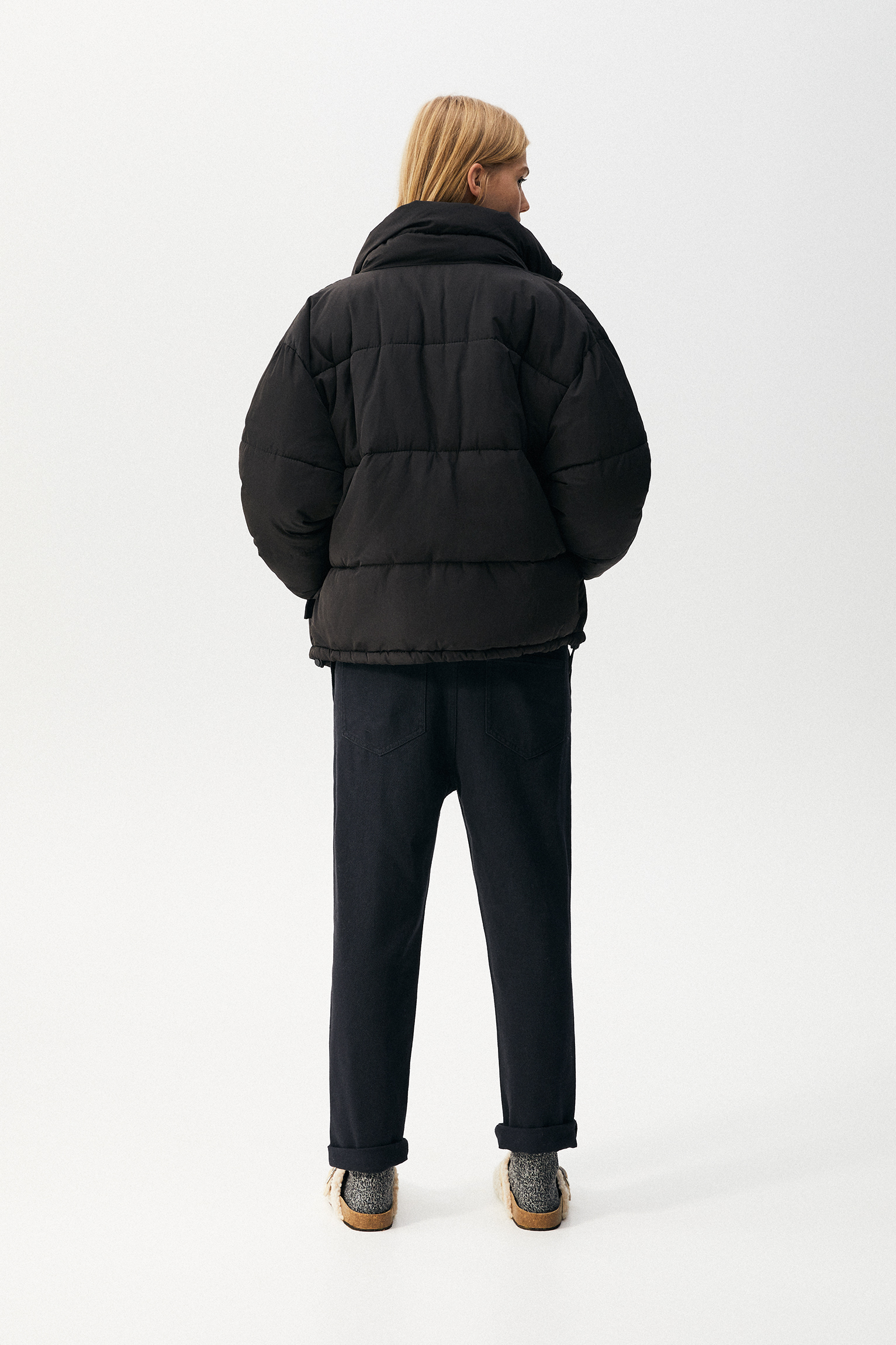 pull and bear high collar puffer jacket