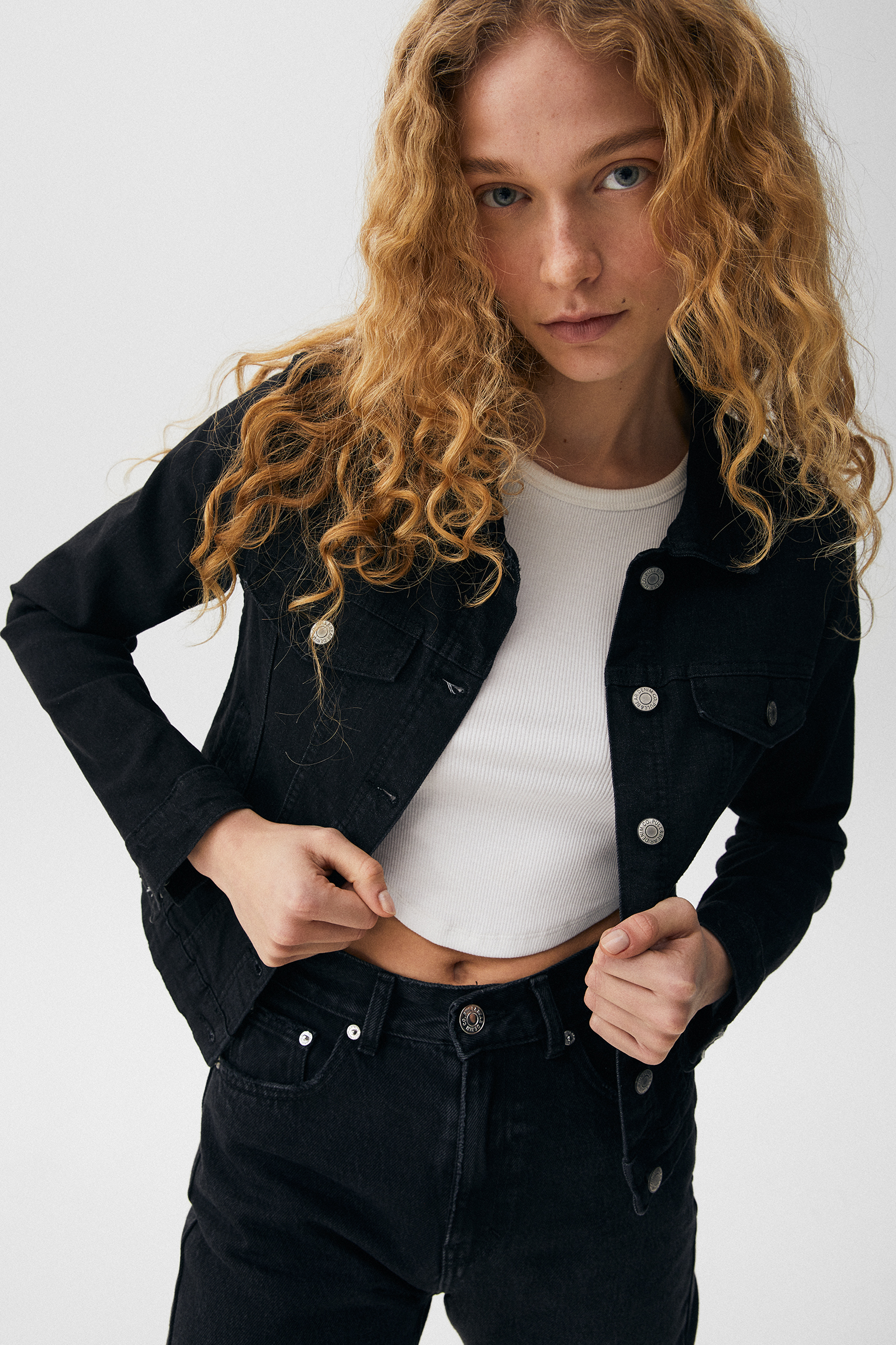 black denim fitted jacket