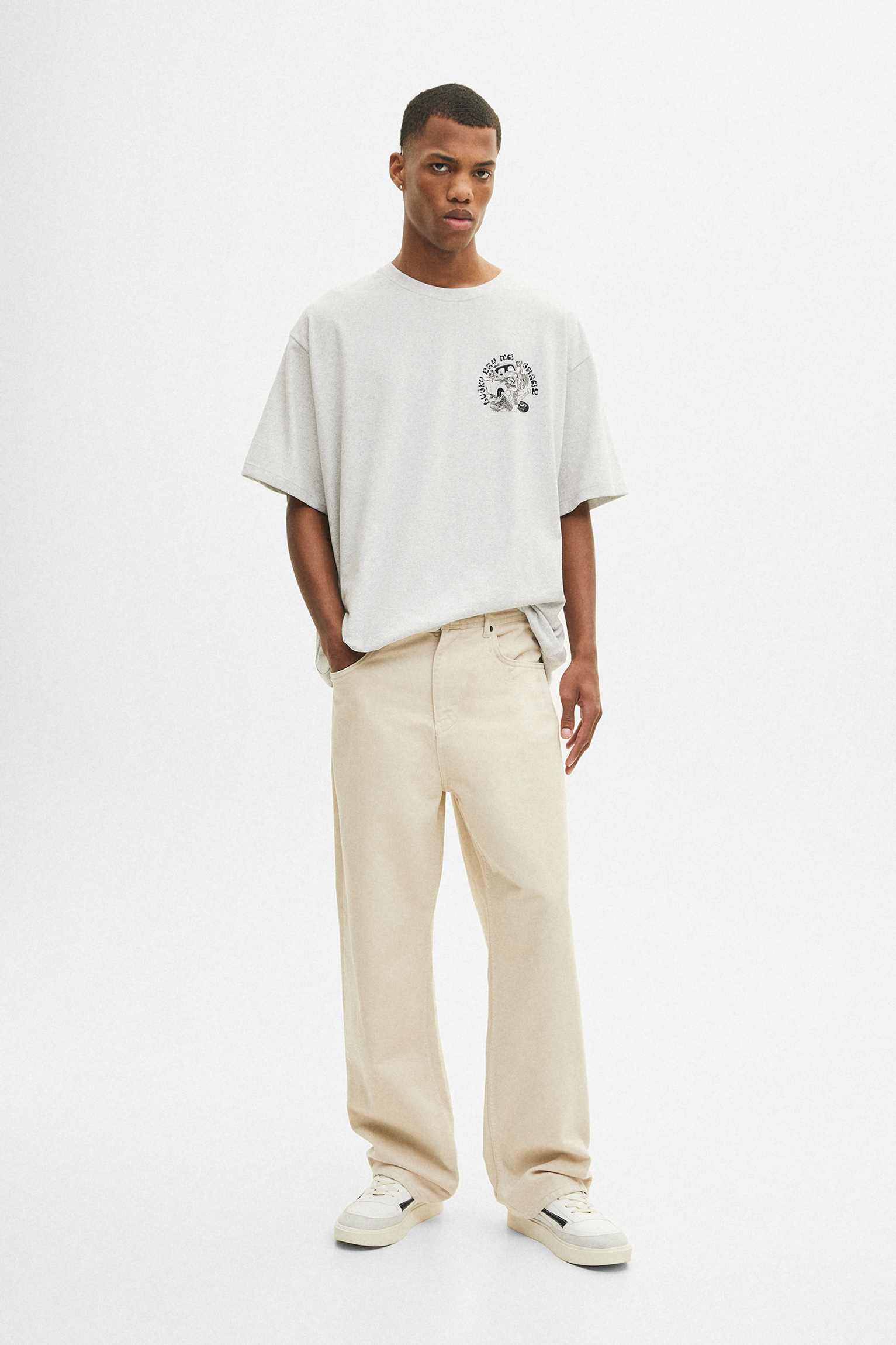 Pantalón wide leg detalle lavado - PULL\u0026BEAR