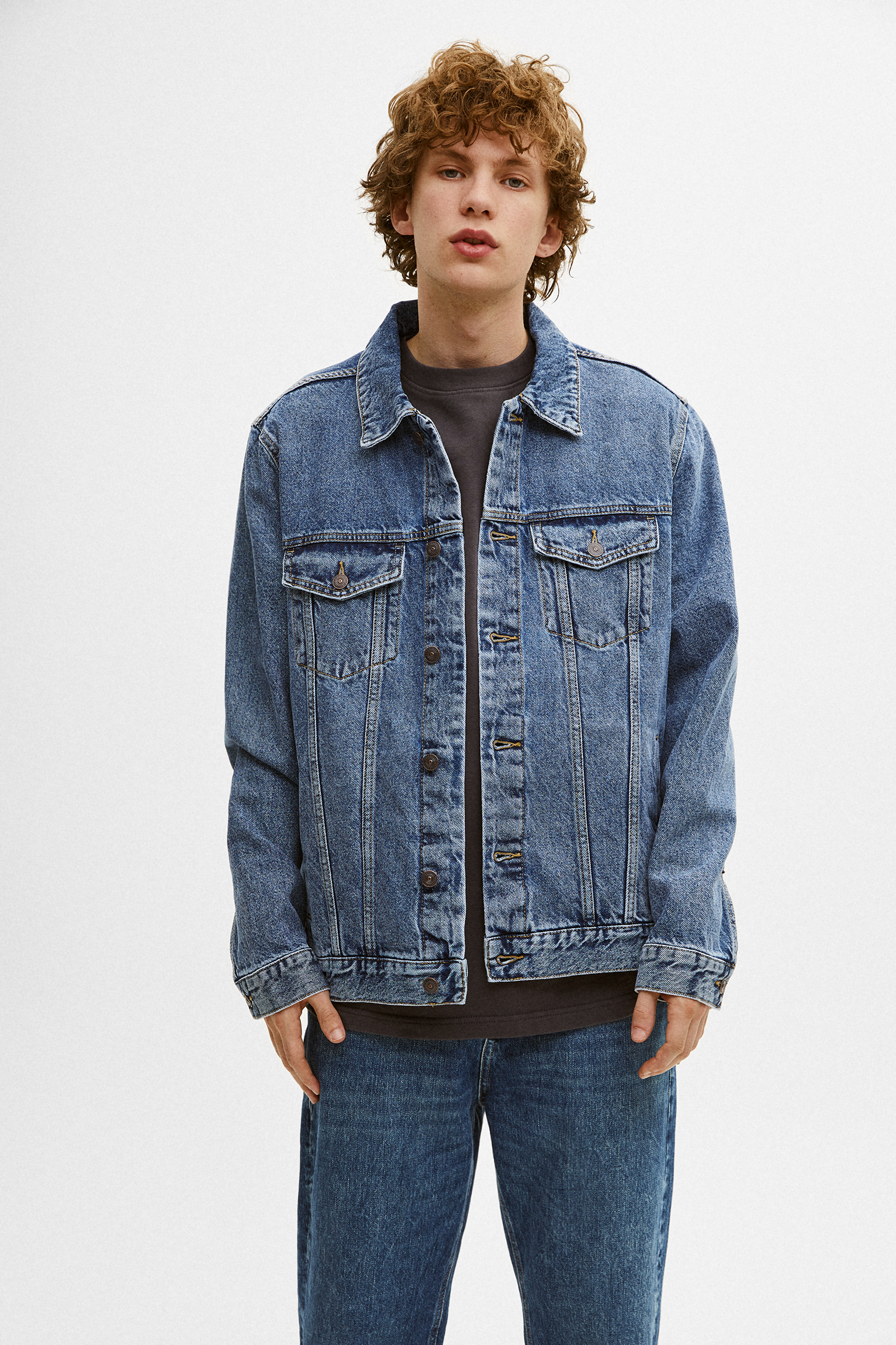 Veste courte basic denim bleu