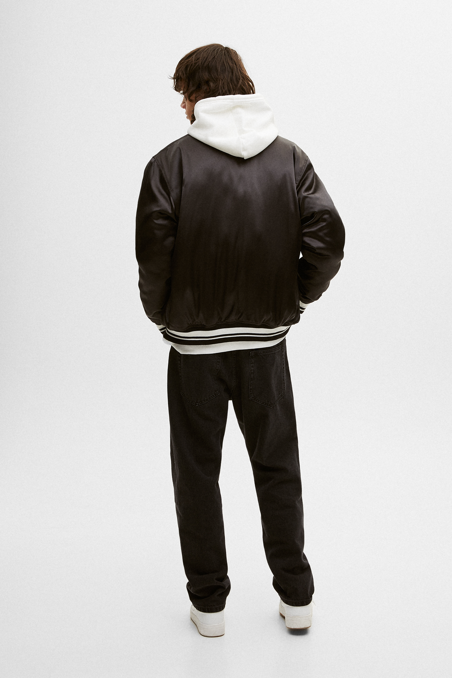 pull&bear bomber jacket in black