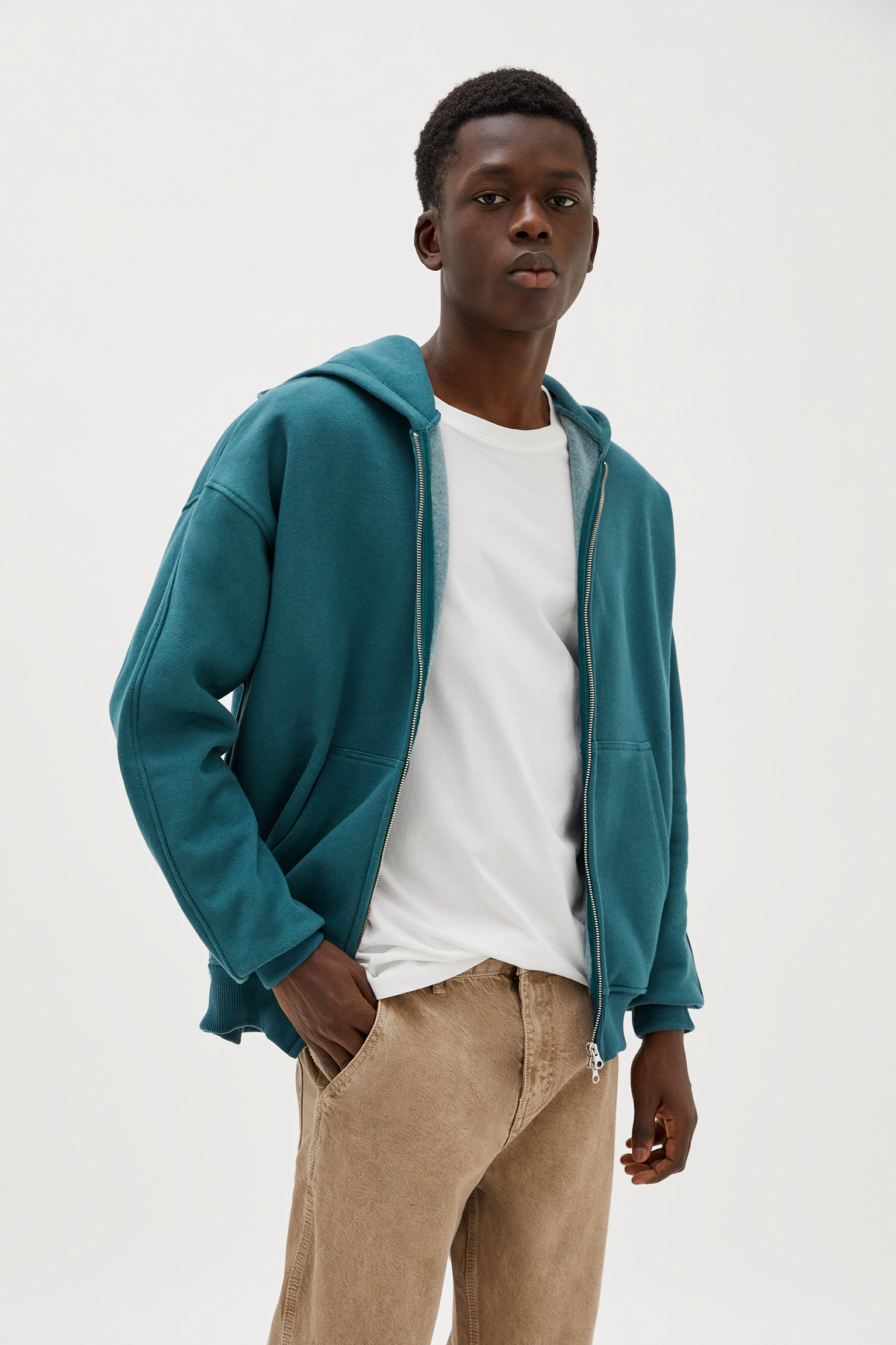 Sudadera capucha cremallera oversize - PULL\u0026BEAR