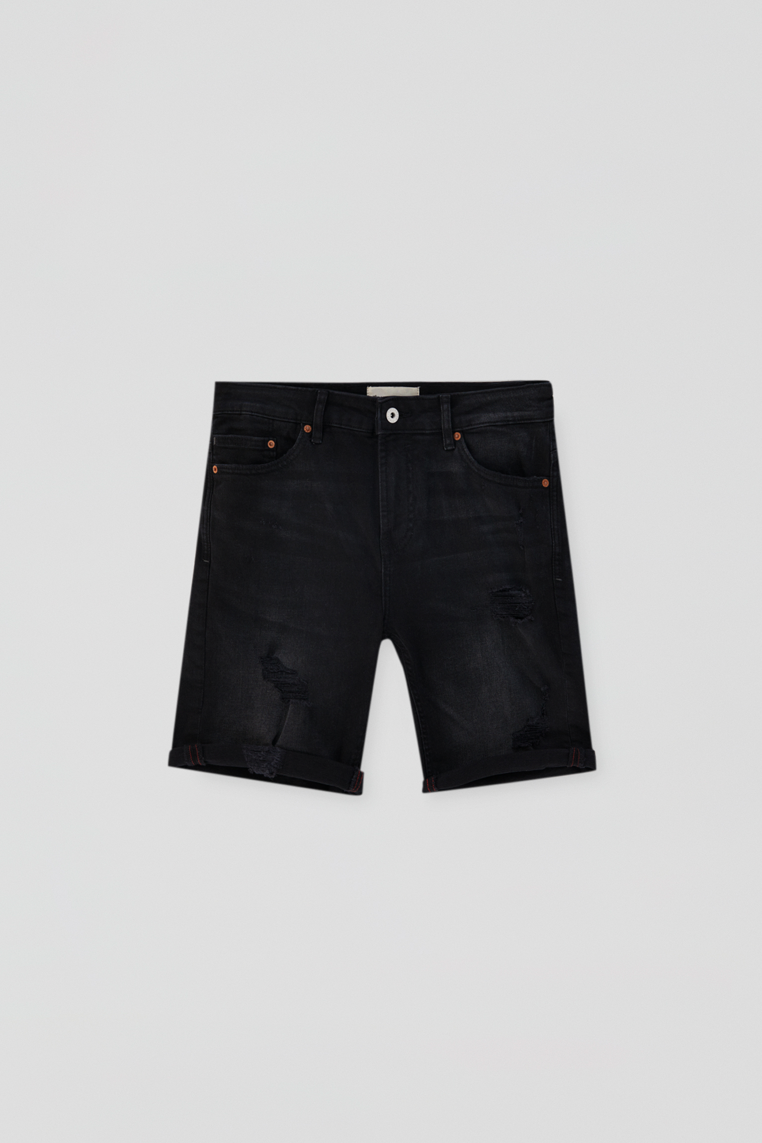 Bermuda vaquera negra slim fit - PULL\u0026BEAR