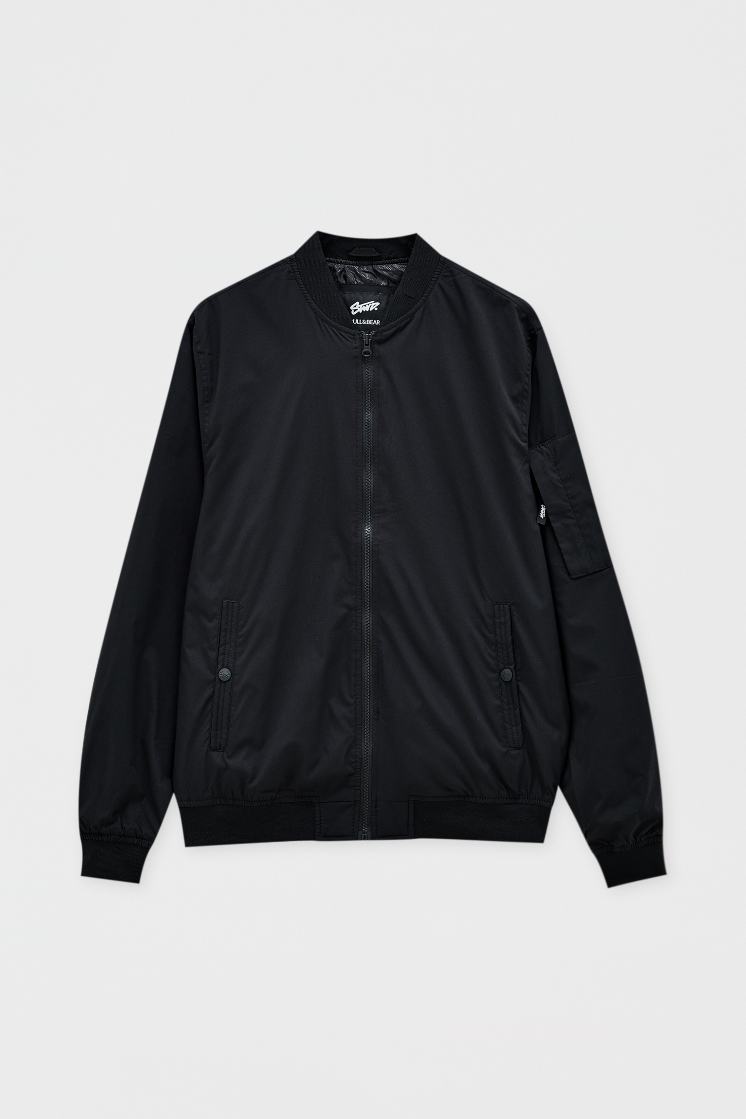 lightweight black bomber jacket