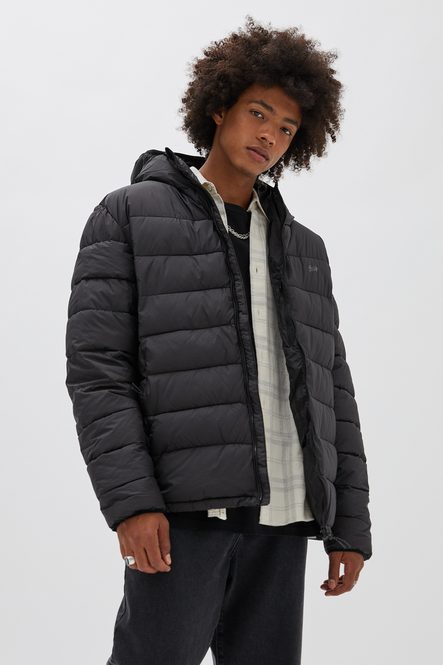 pull and bear hooded puffer jacket