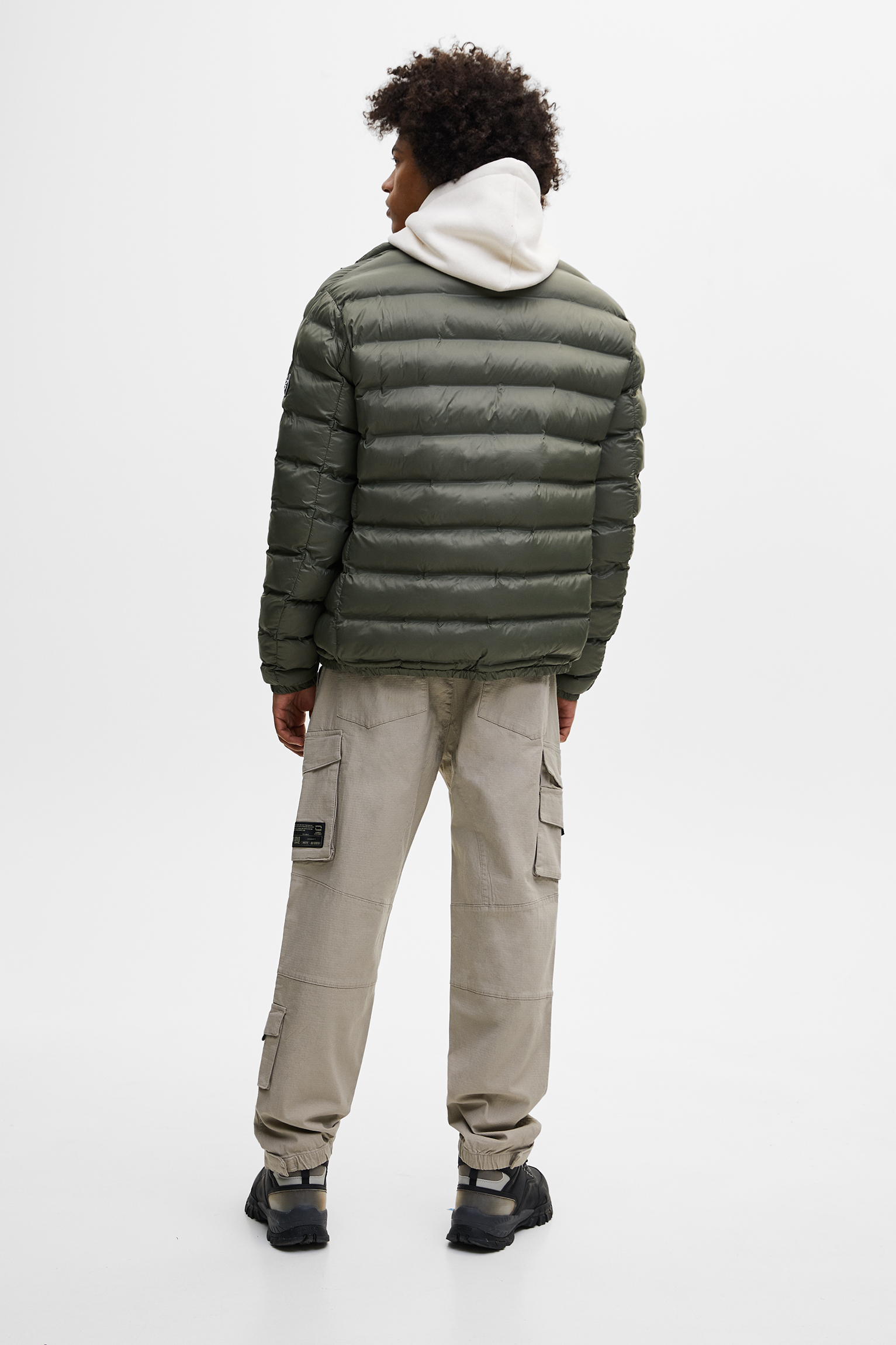 khaki lightweight puffer jacket