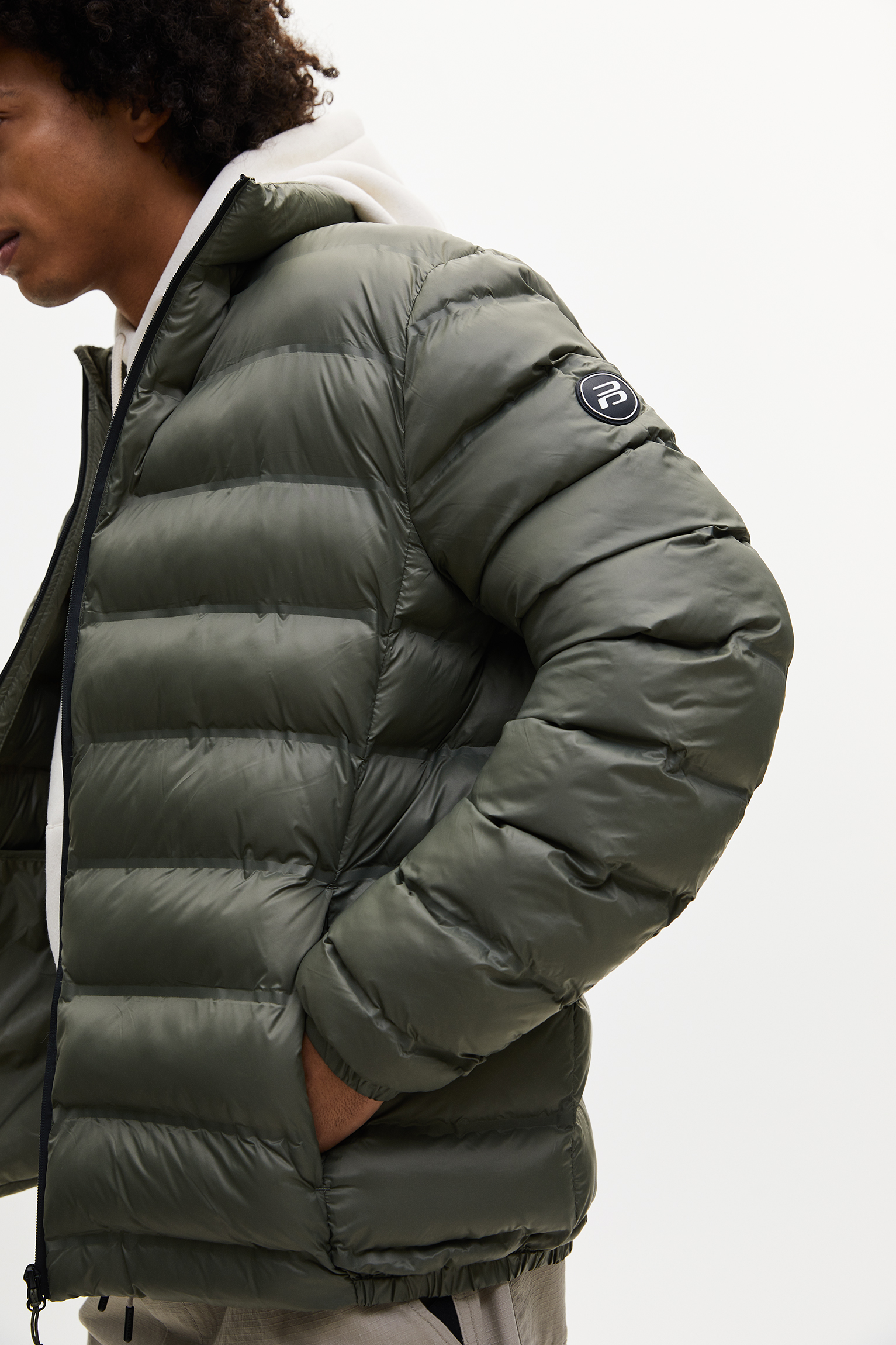 grey lightweight puffer jacket