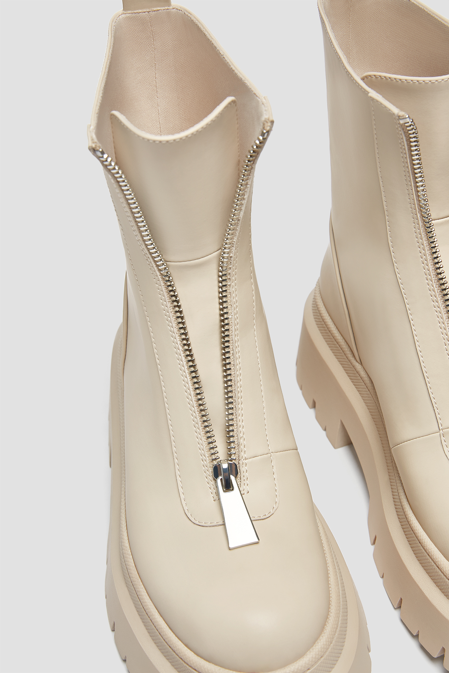 front zip flat boots