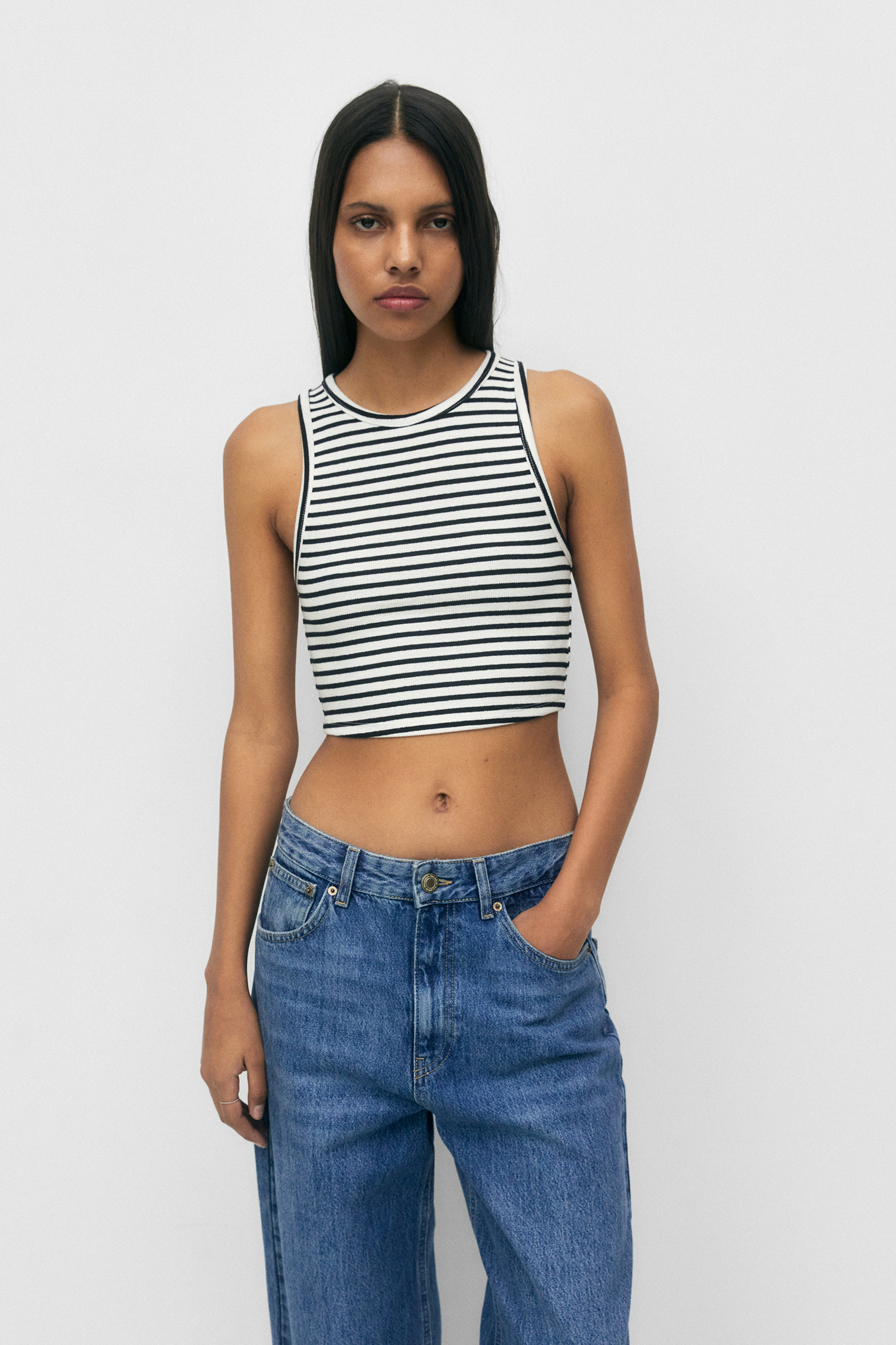 Ribbed tank top - pull&bear