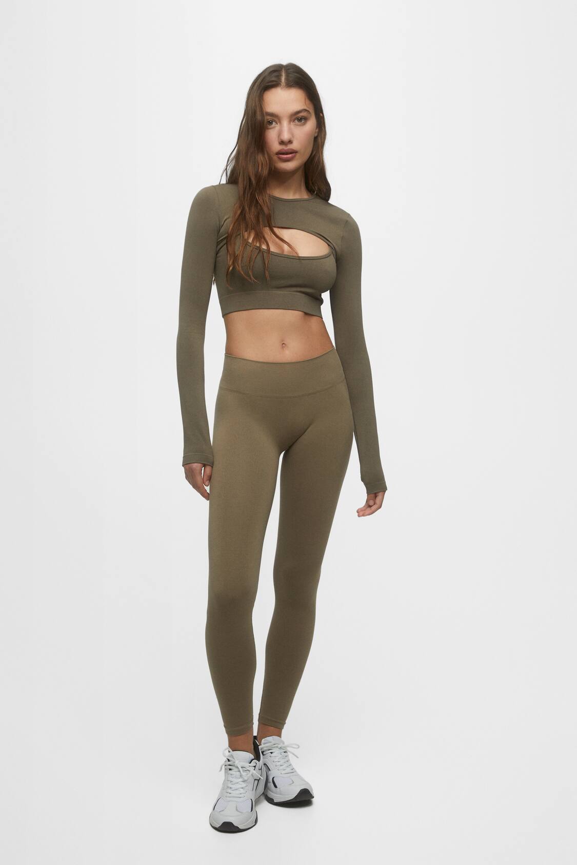 Pull&Bear seamless high waisted leggings in gray - part of a set