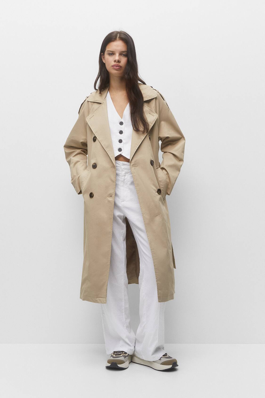 Sand Belted Trench Coat
