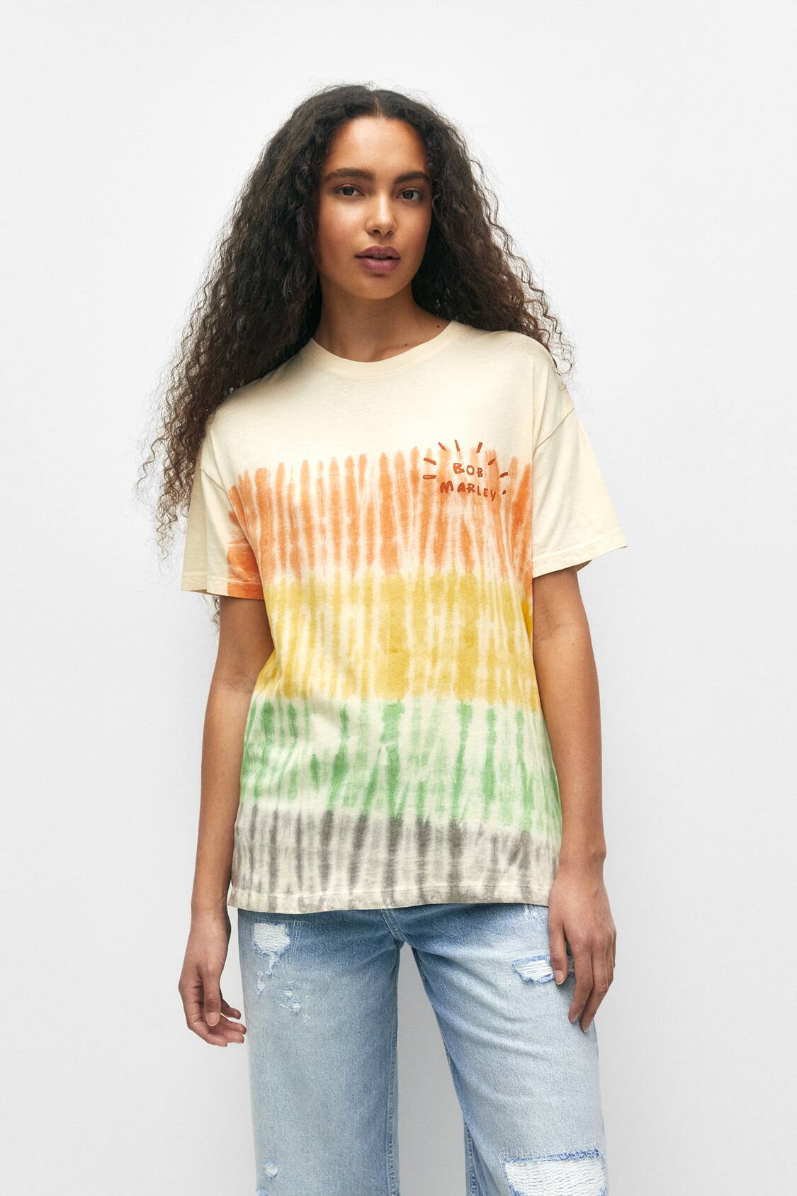 Angreb Bevise Hysterisk Bob Marley tie-dye T-shirt - pull&bear