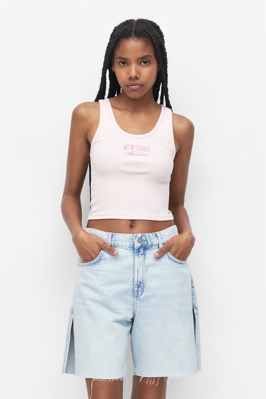 Embroidered tank top - PULL&BEAR