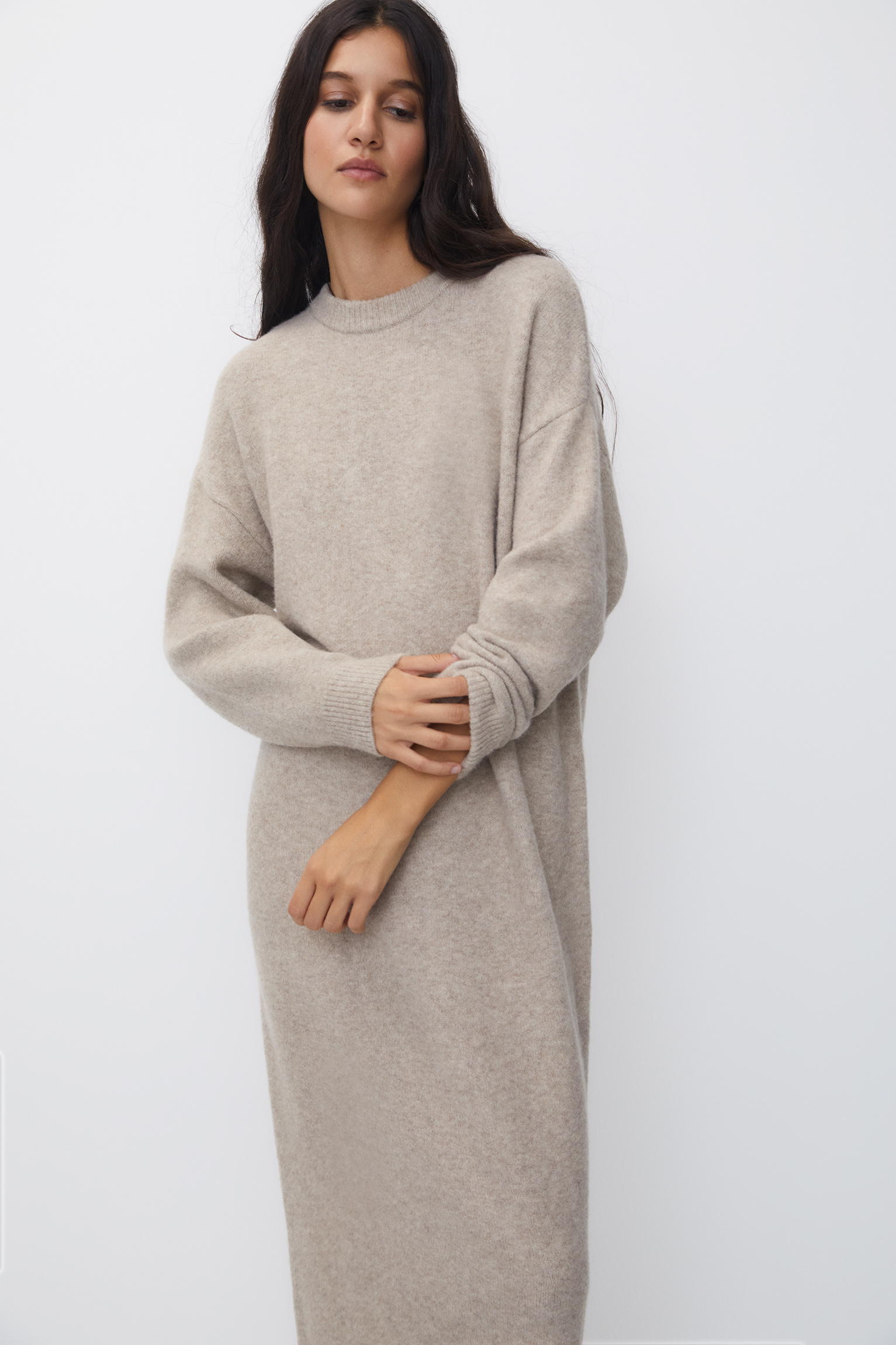 Long oversized knit dress - pull&bear