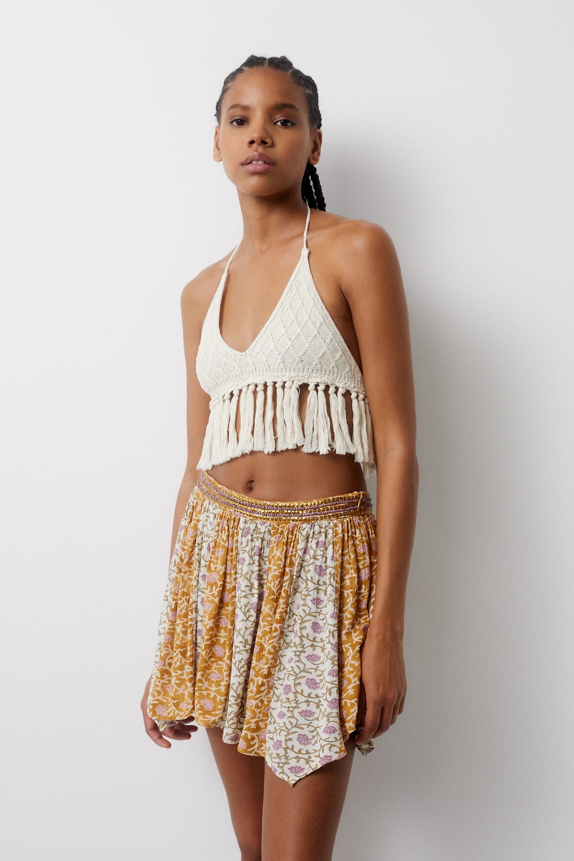 Two Pieces Crop Top & Drawstring skirt- multiple prints I Love that Boho