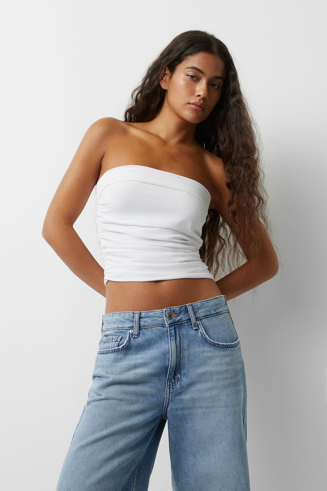 Bandeau top with gathered detail - PULL&BEAR