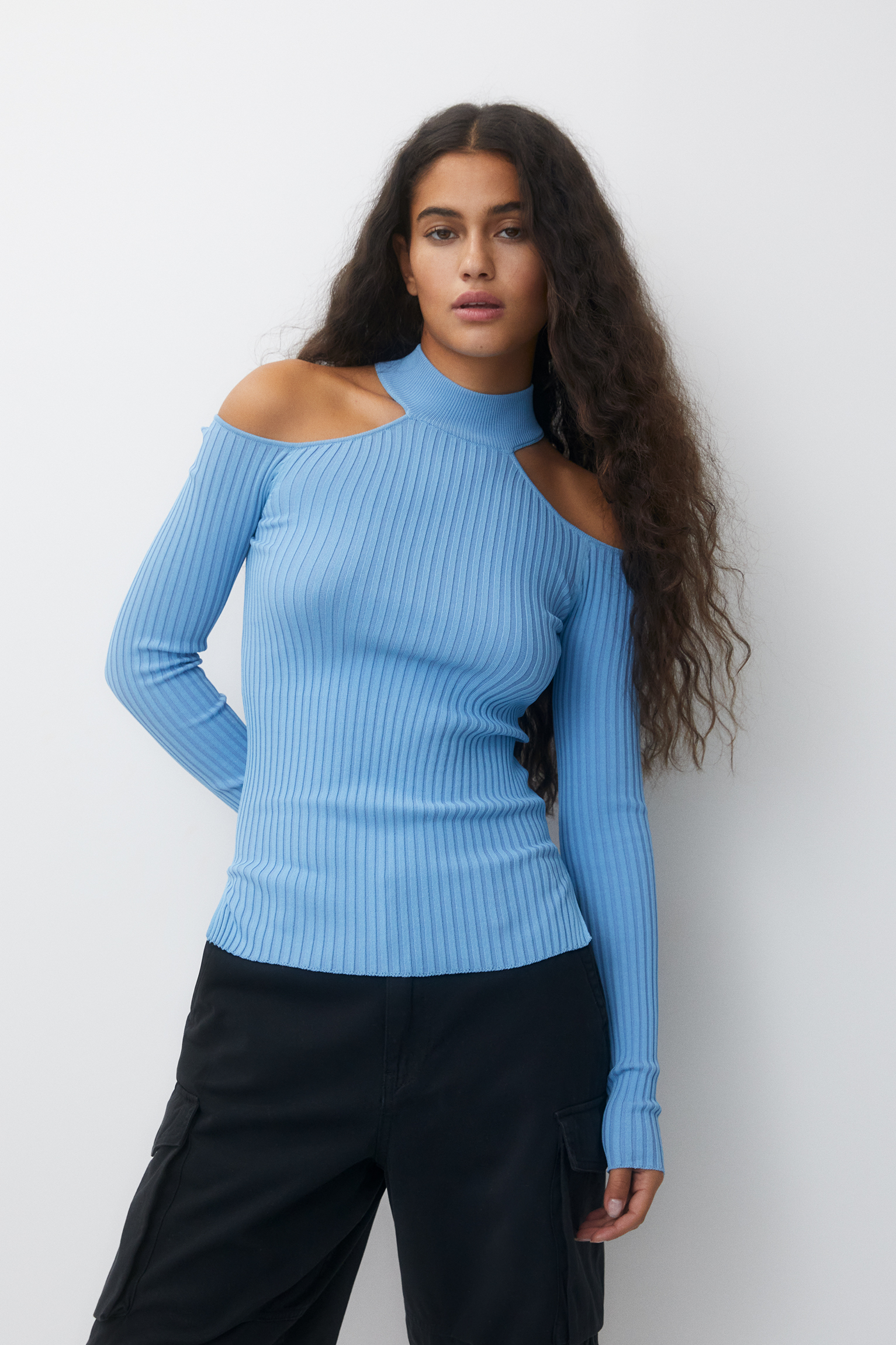 Cut-out ribbed sweater - pull&bear