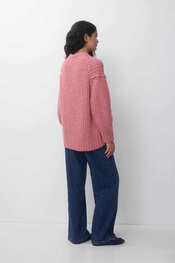 Pull&Bear pacific chunky knit sweater in blue