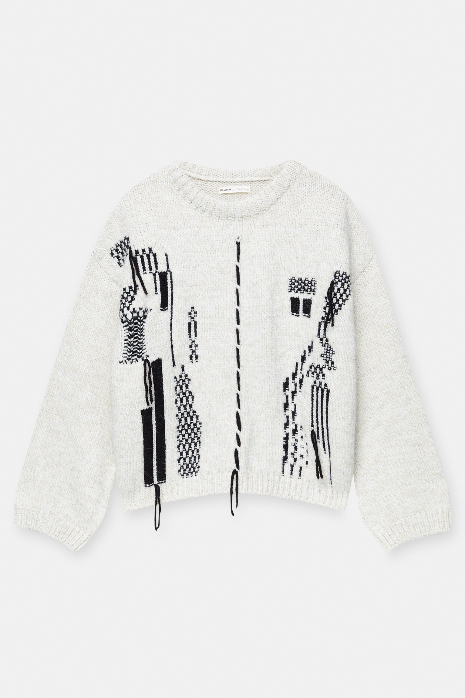 Fringed jacquard sweater - pull&bear