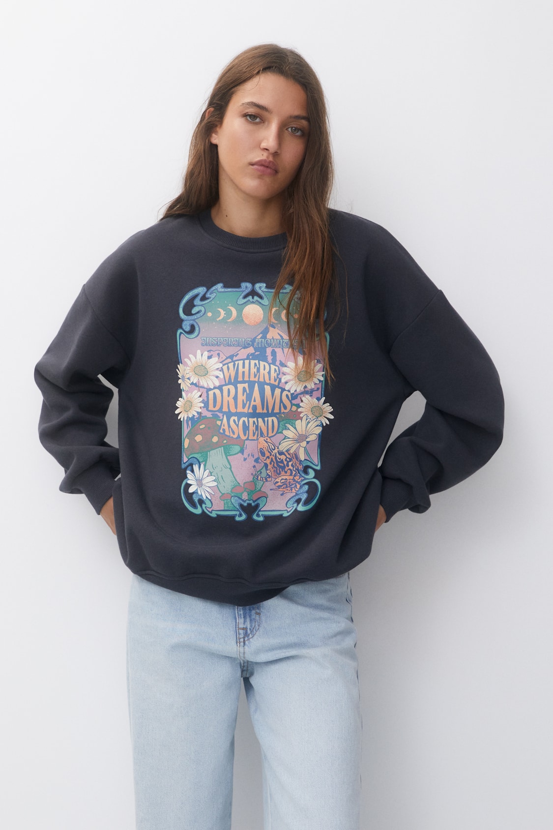 Oversized Printed Sweatshirt - Floral