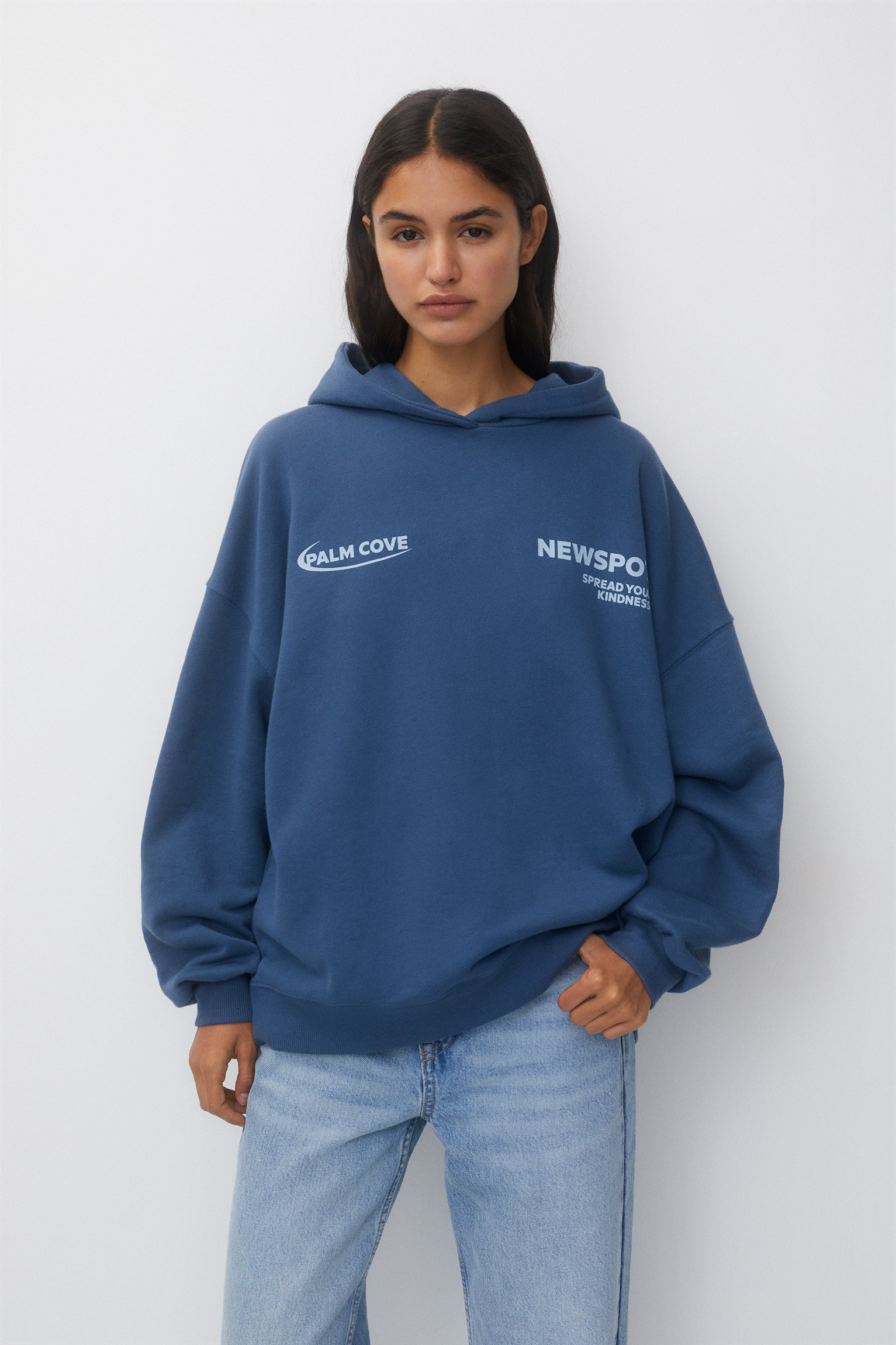 Blue graphic hoodie - pull&bear