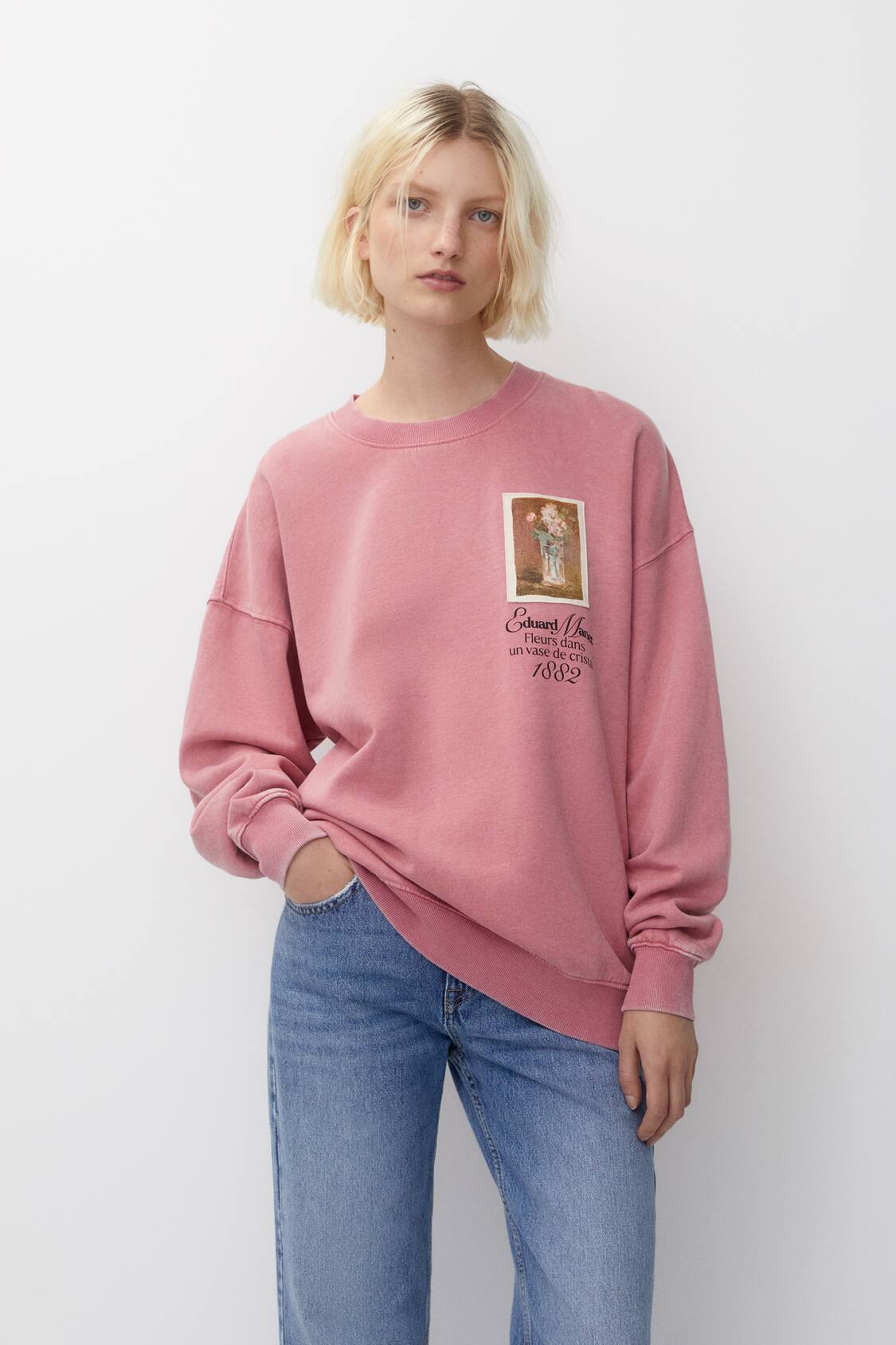 Pull&Bear Women's' Lead Floral Print Sweatshirt