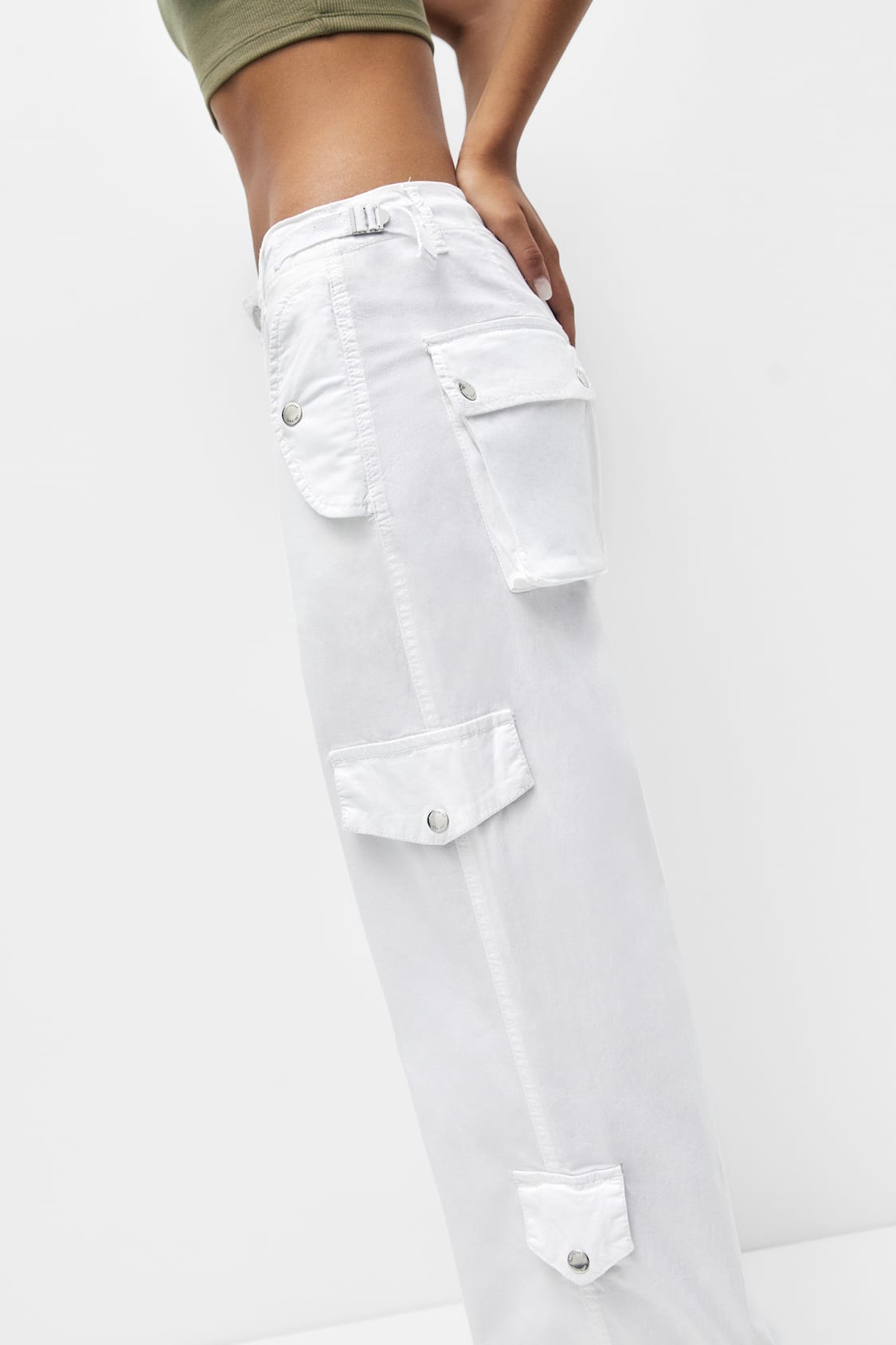 Pantalon cargo en coton taille ajustable
