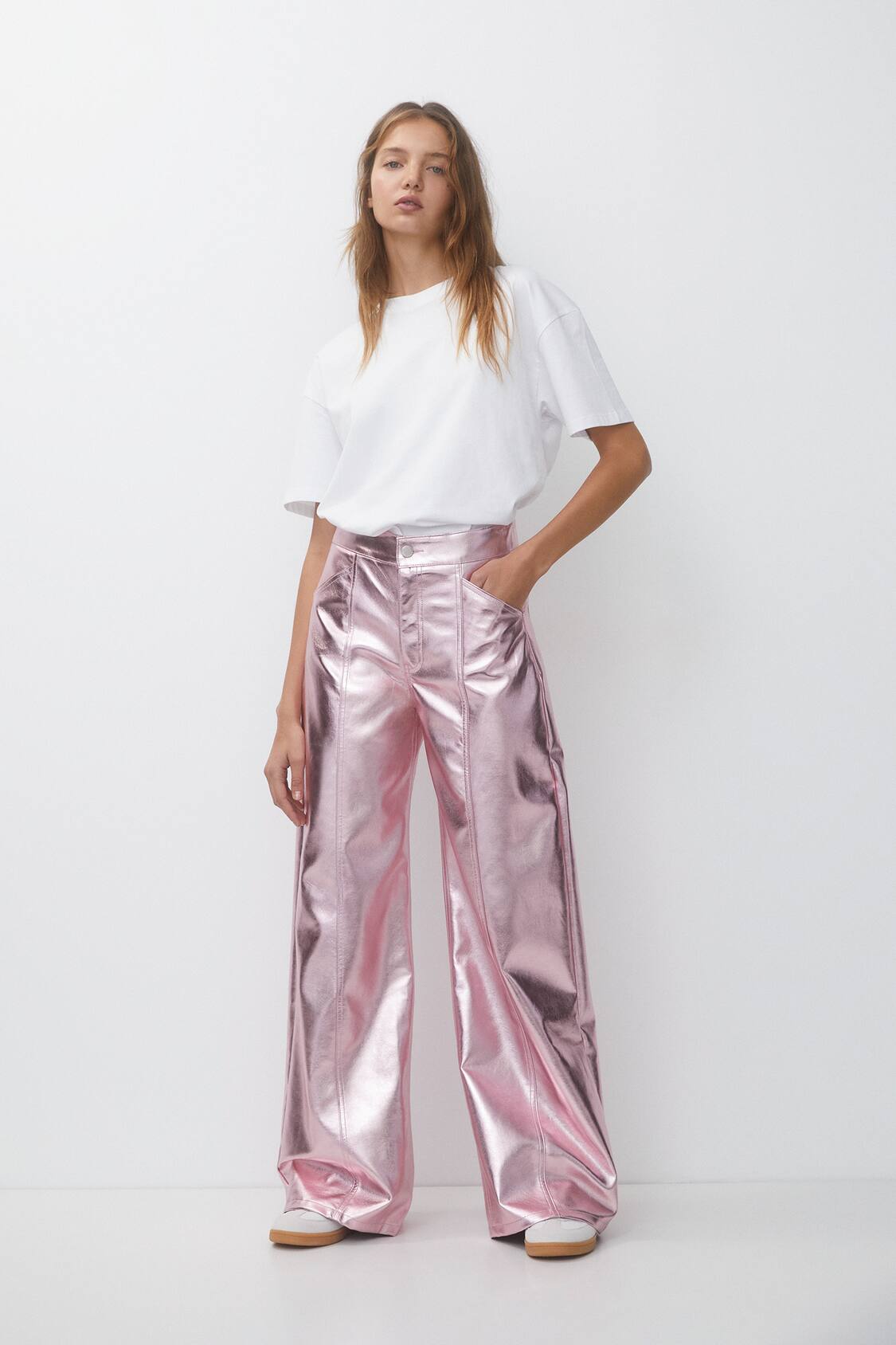 Pantalón metalizado rosa