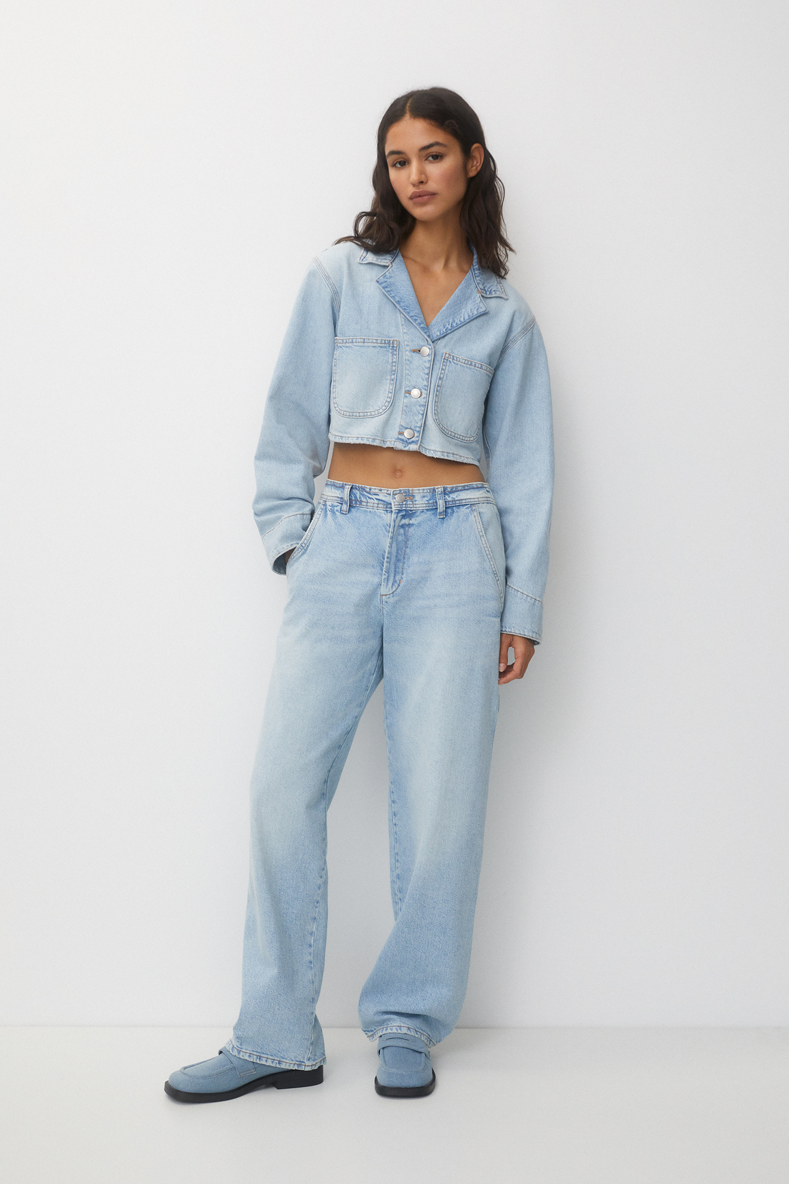 Low-rise loose fit carpenter jeans - pull&bear