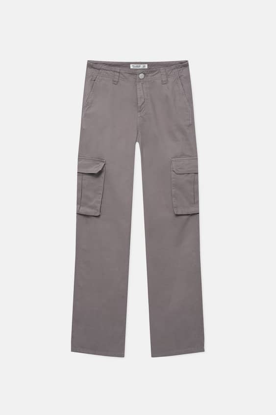 Pull&Bear Women's Pale Grey Cargo Pants