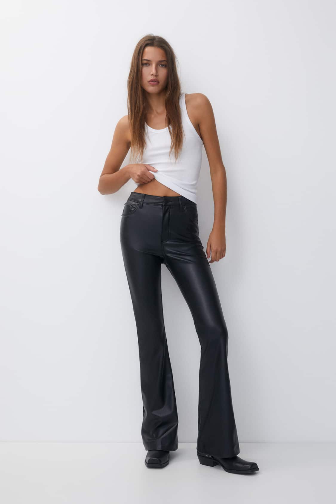 Buy Flared faux leather trousers Online in Dubai & the UAE