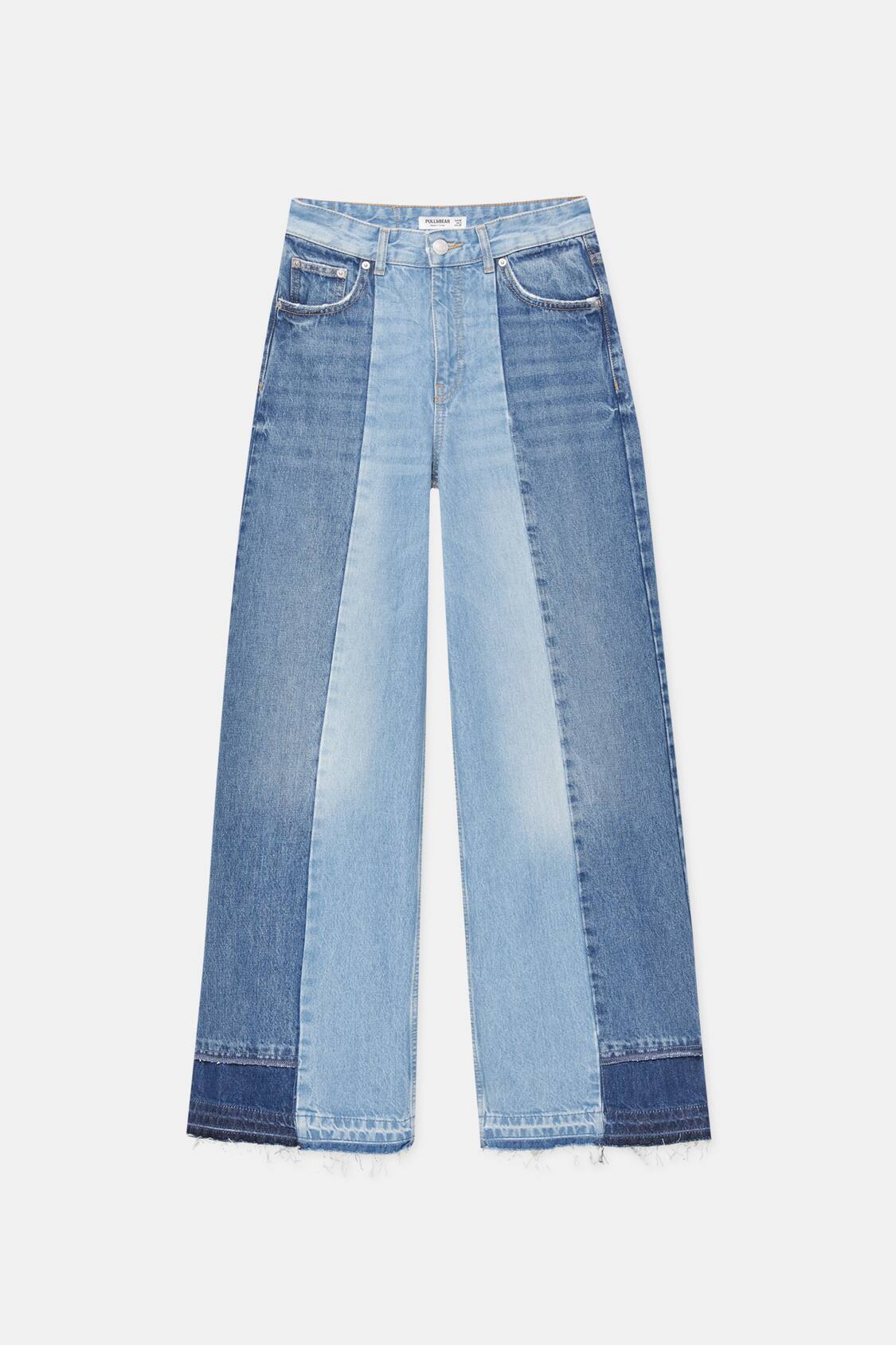 Wide-leg patchwork jeans - PULL&BEAR
