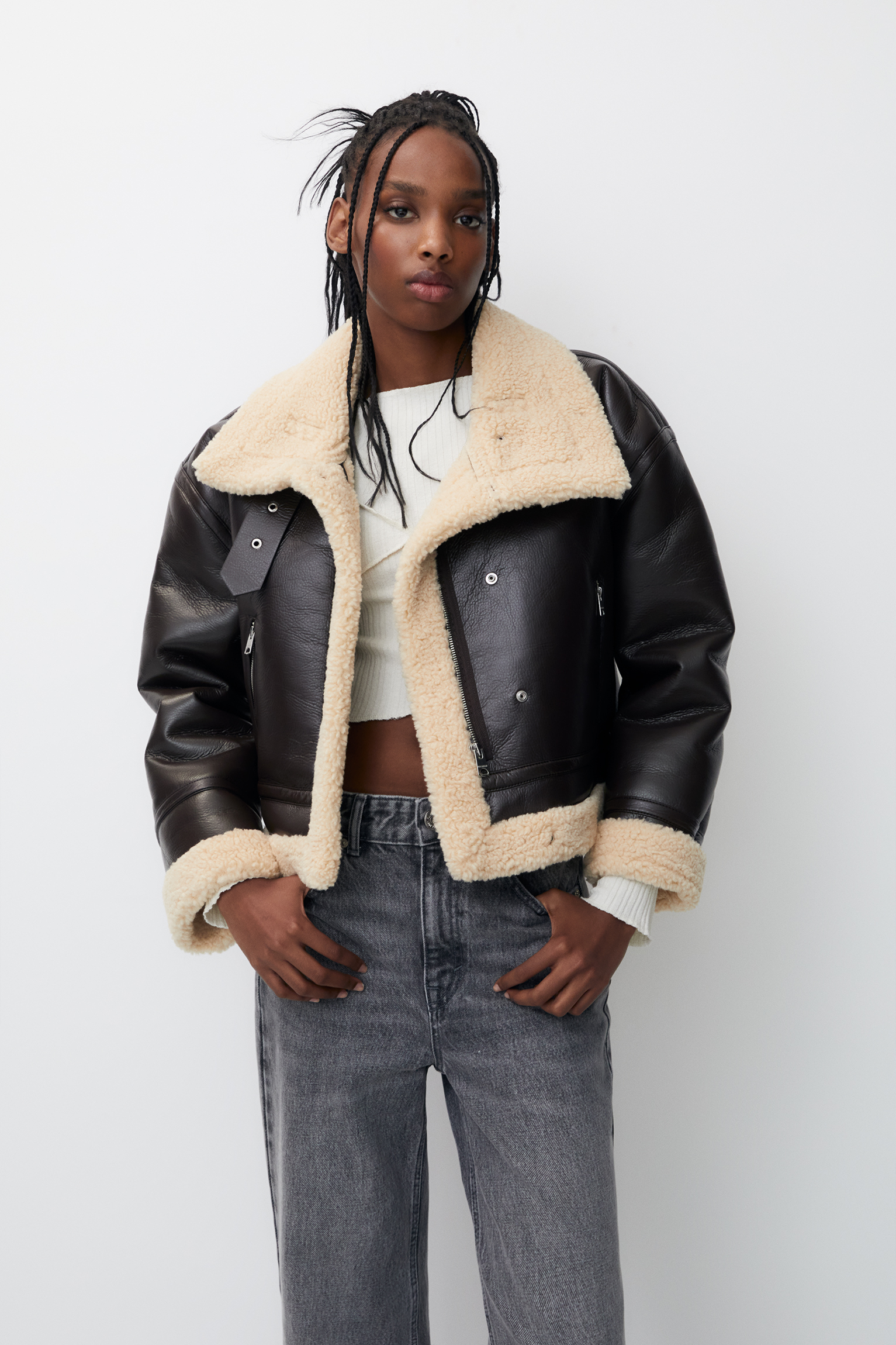 Faux leather double-sided jacket - pull&bear