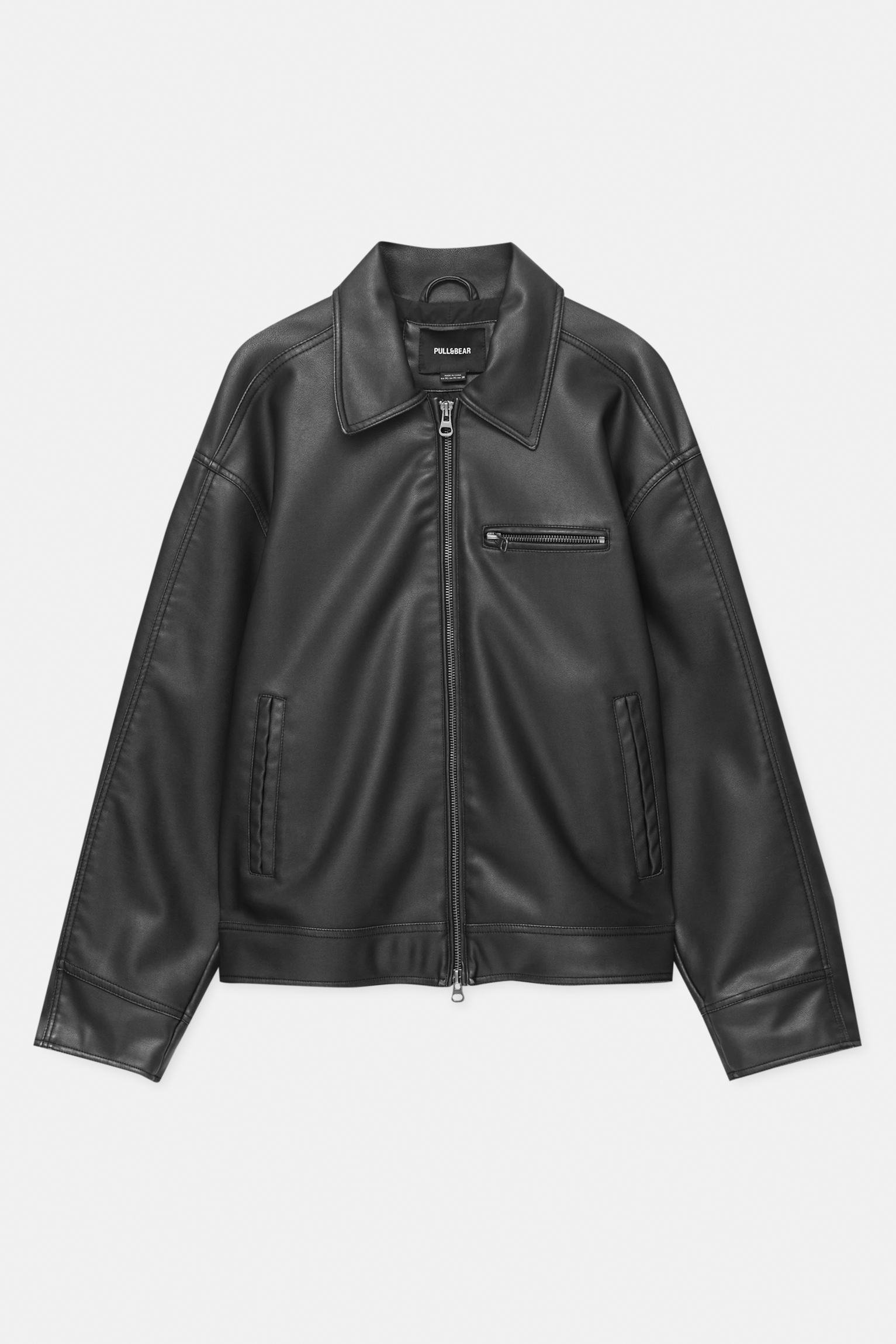 Distressed faux leather jacket - pull&bear
