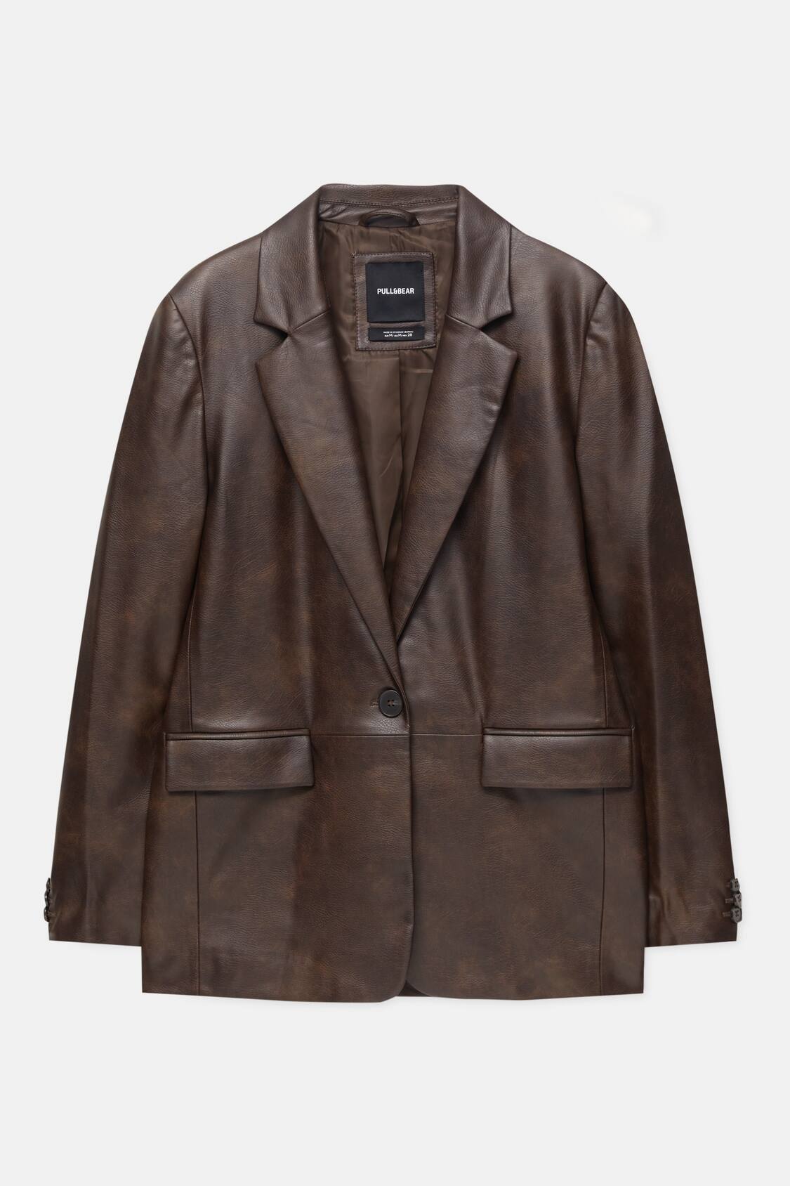 Faux leather blazer - pull&bear