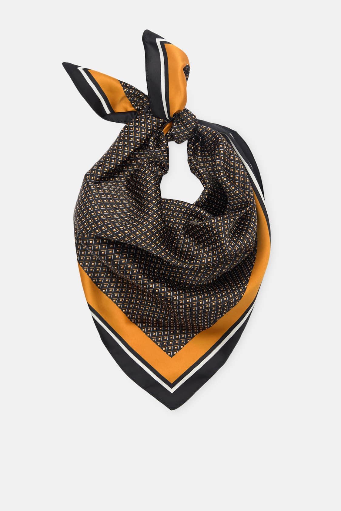 Printed scarf with orange stripe - PULL&BEAR