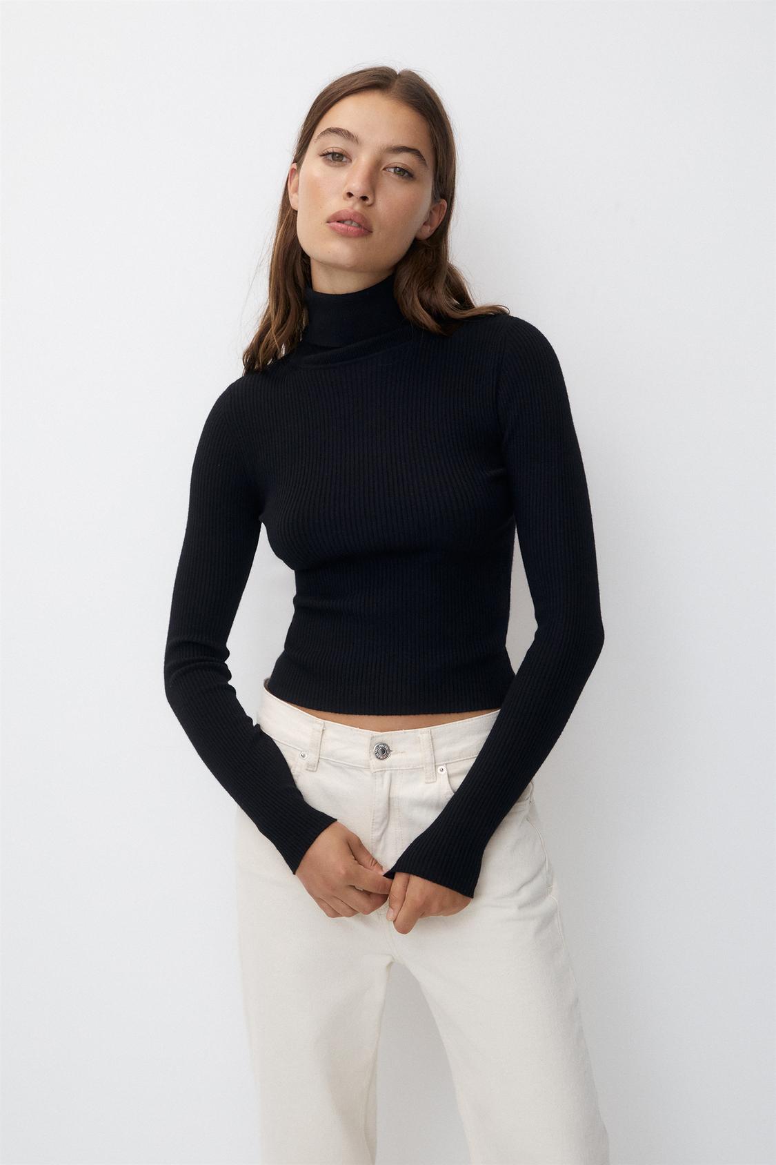 Turtleneck knit sweater - PULLu0026BEAR