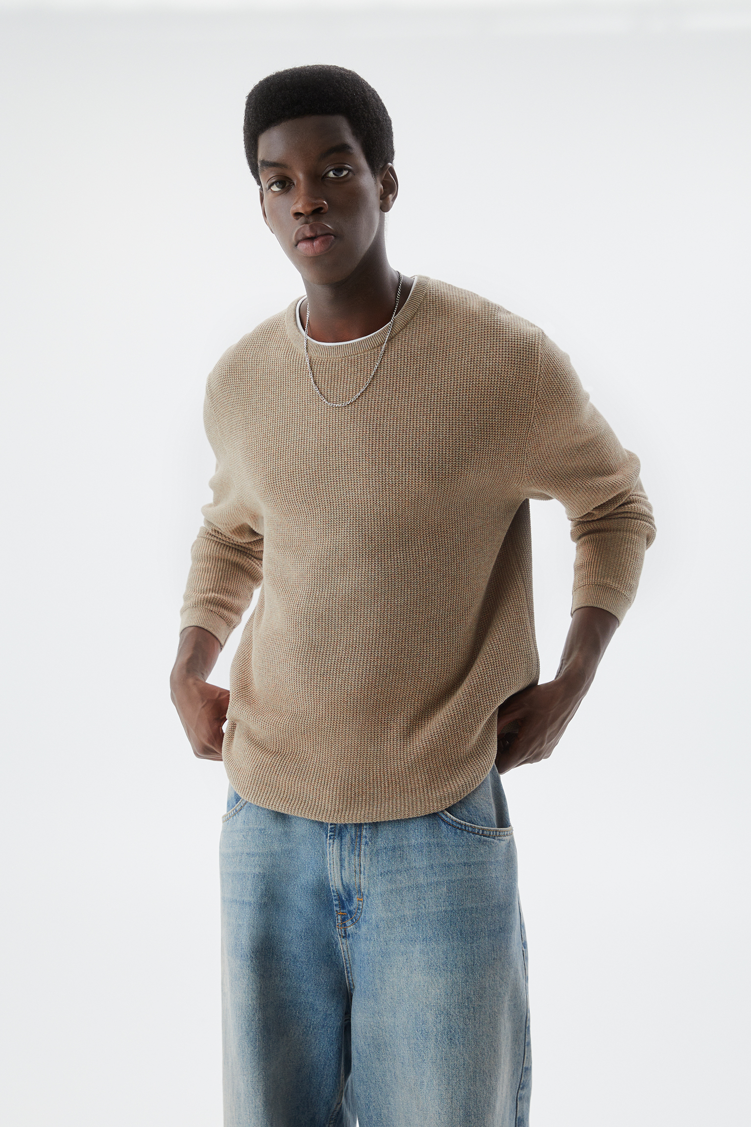 Round neck jumper with vest - PULLu0026BEAR