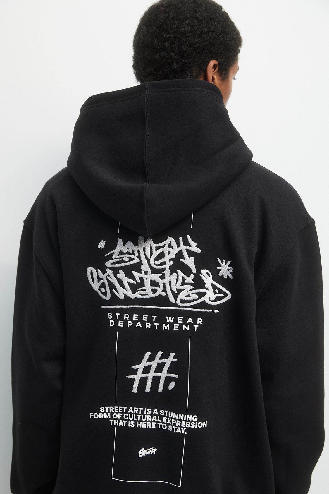Black Stay United graffiti hoodie - PULLu0026BEAR