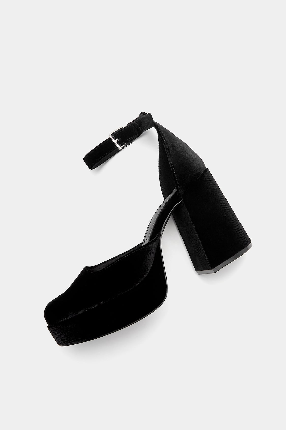Faux velvet platform high-heel shoes - pull&bear