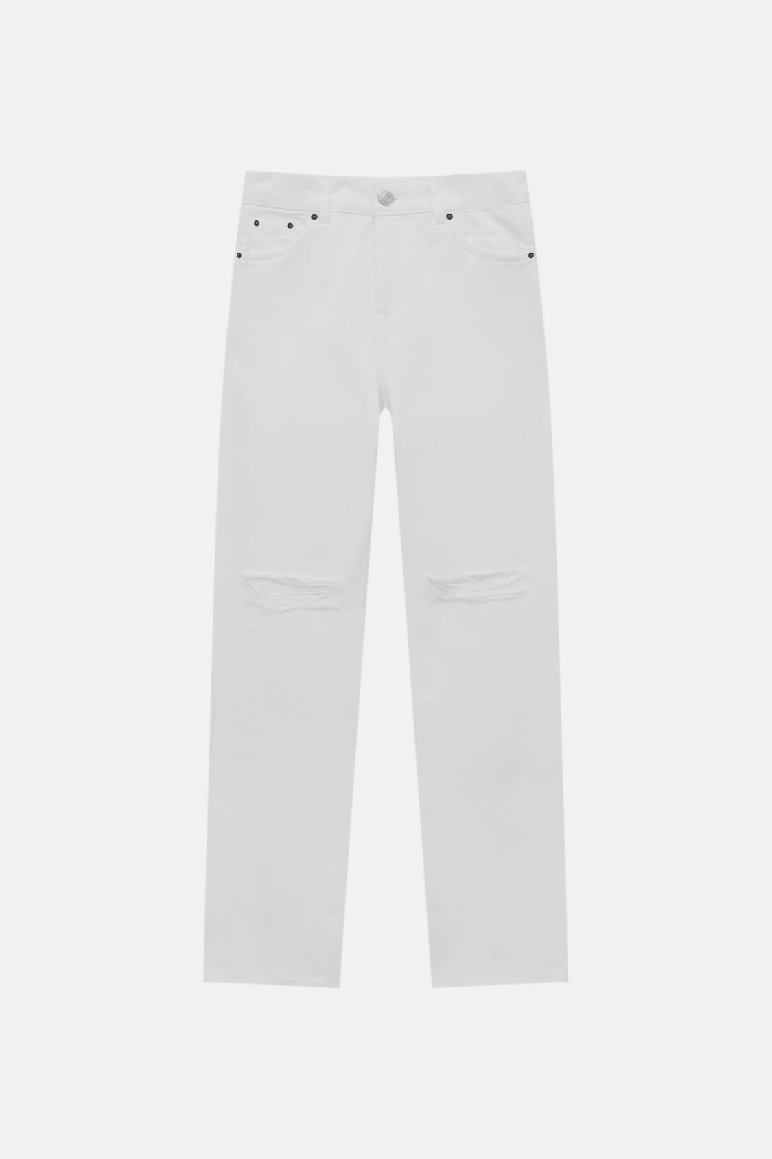 Jeans rectos blancos tiro bajo PULL&BEAR