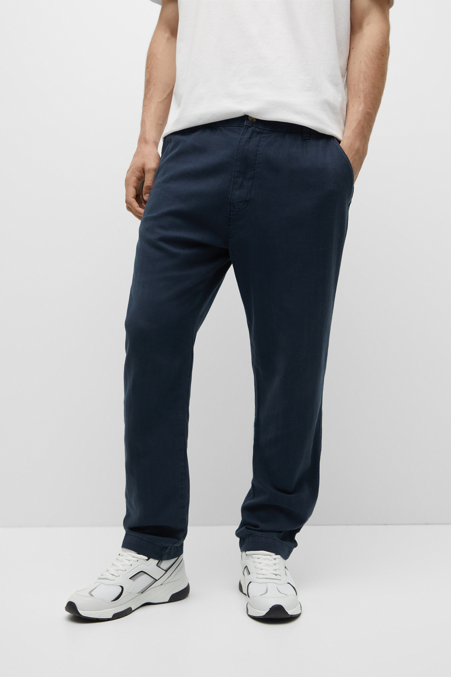 Linen blend chino trousers - PULL&BEAR