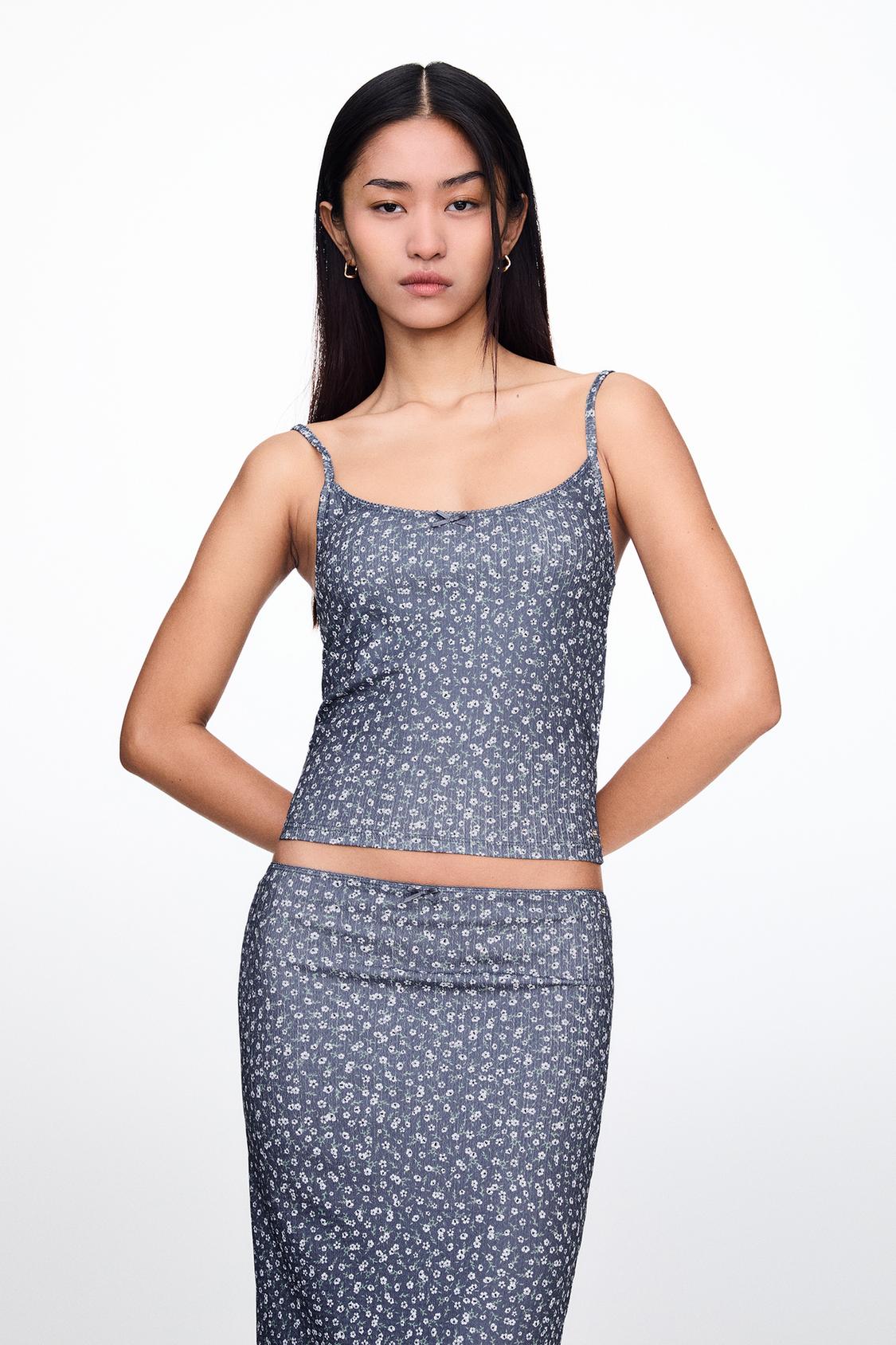 Floral strappy top - pull&bear 