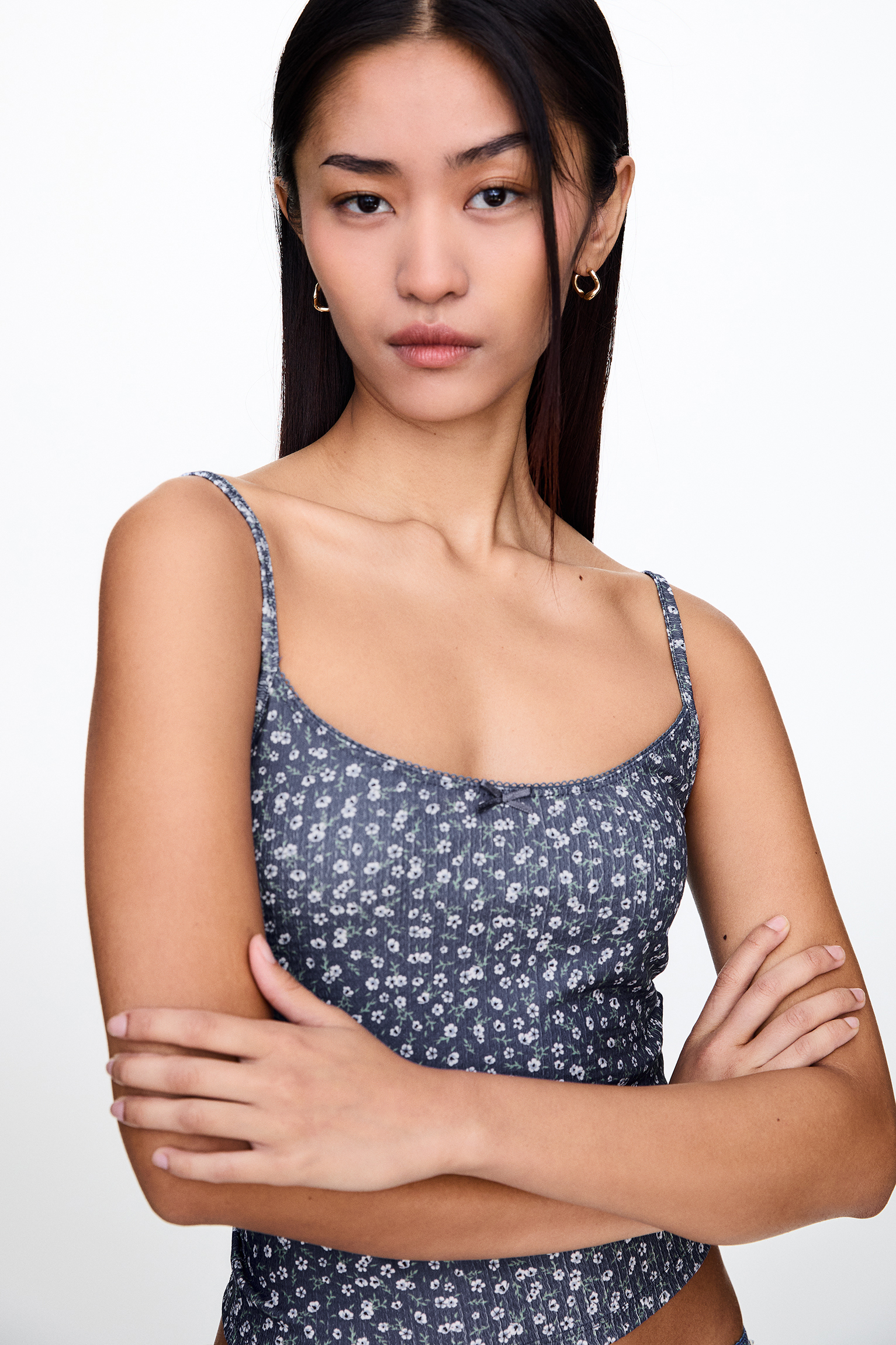 Floral strappy top - pull&bear 