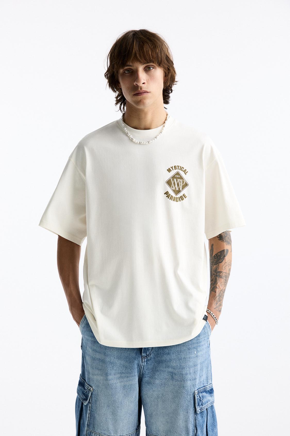 T-Shirt im Washed-Look Mystical Paradise - PULL&BEAR